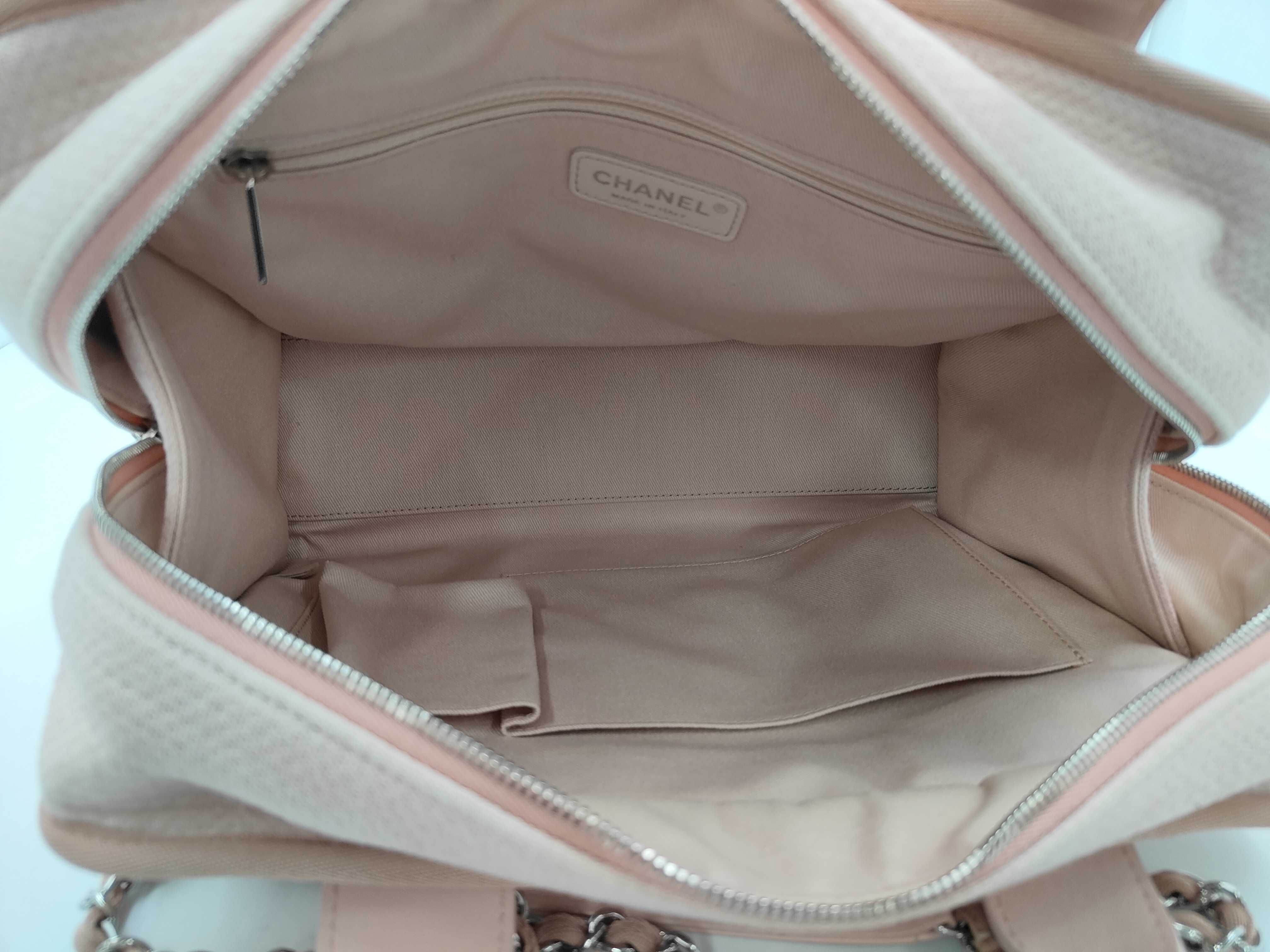Canvas Chain Tote Bag, Pink Handbag — view 11