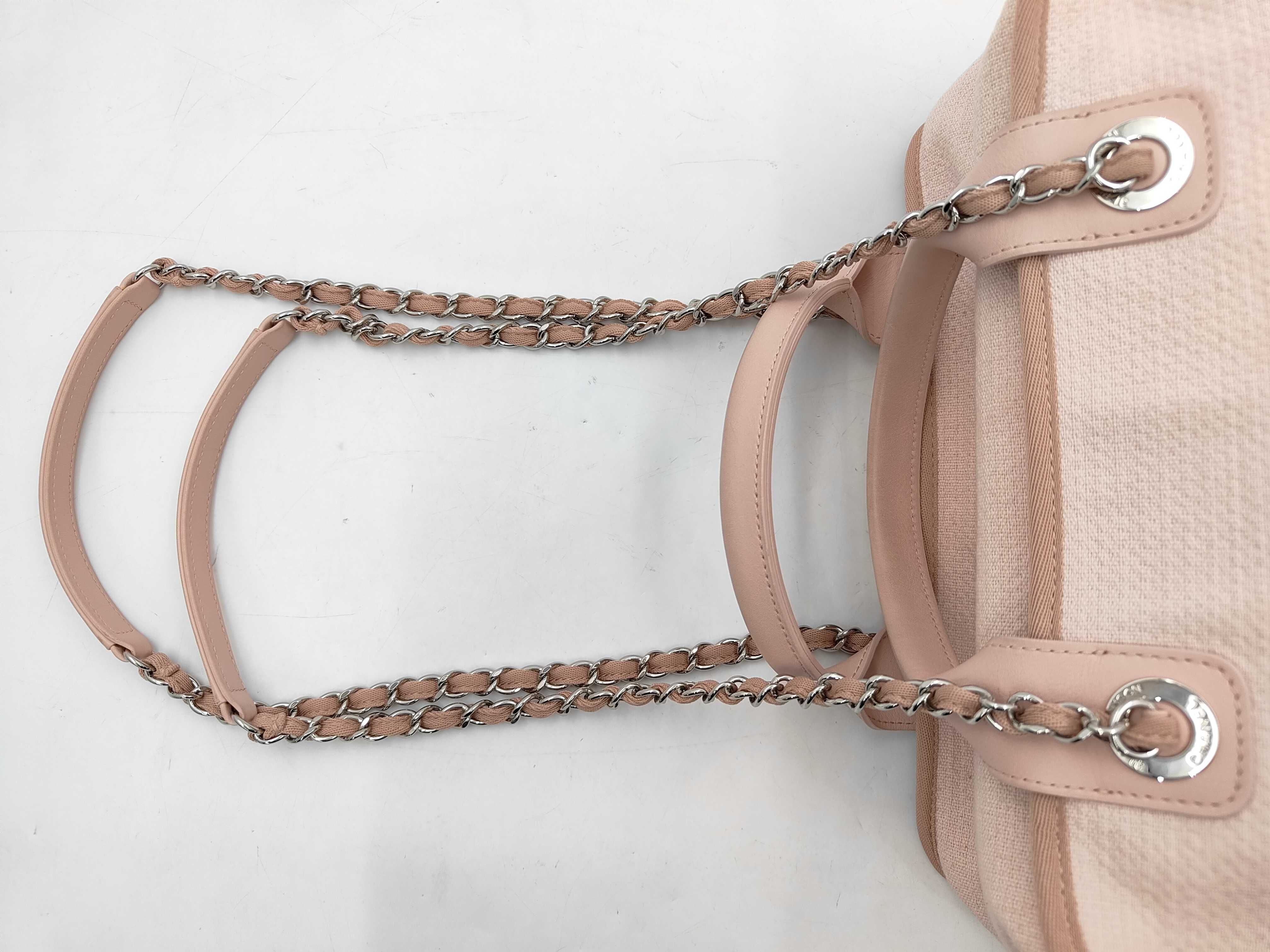 Canvas Chain Tote Bag, Pink Handbag — view 15