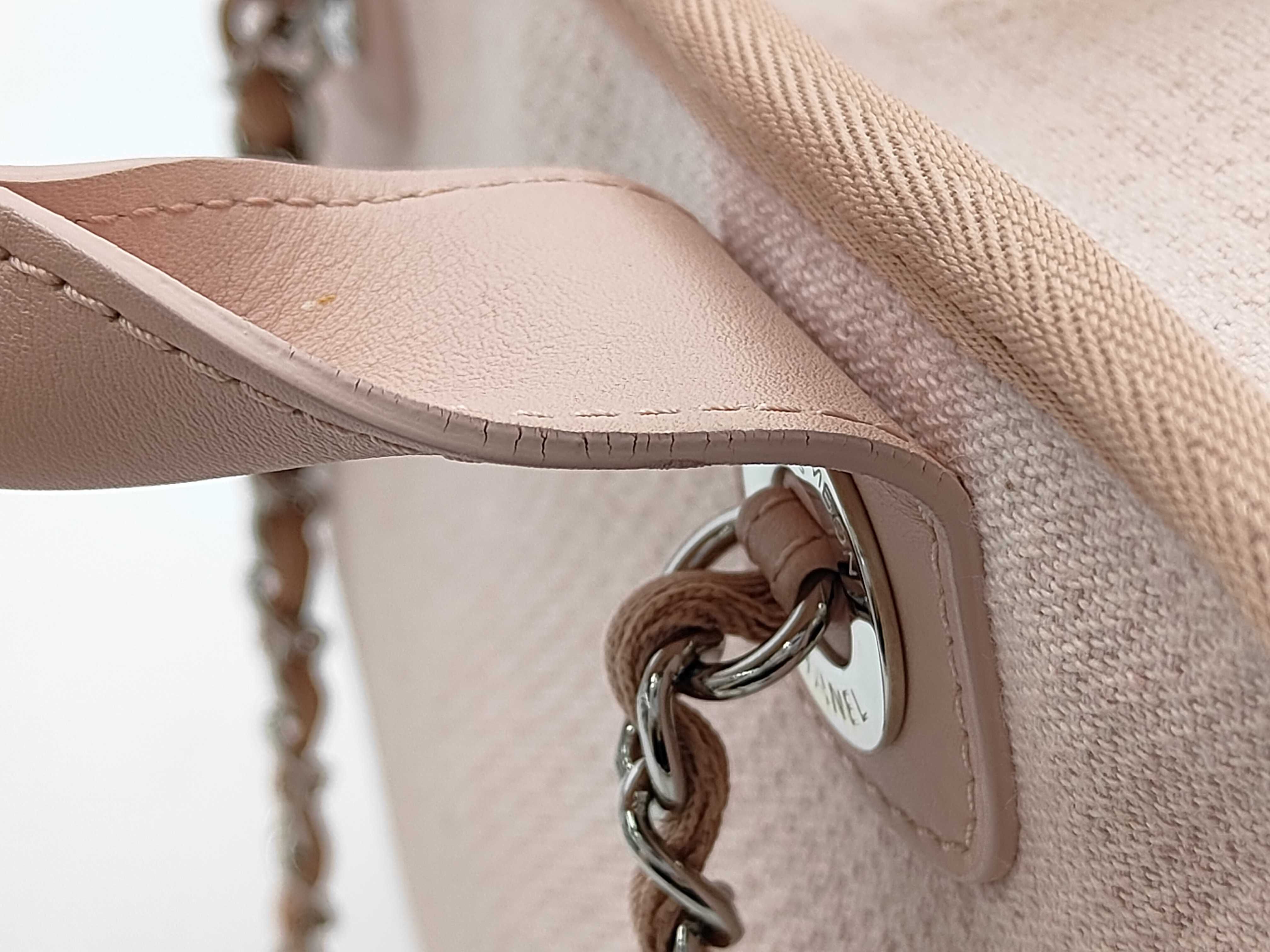 Canvas Chain Tote Bag, Pink Handbag — view 6