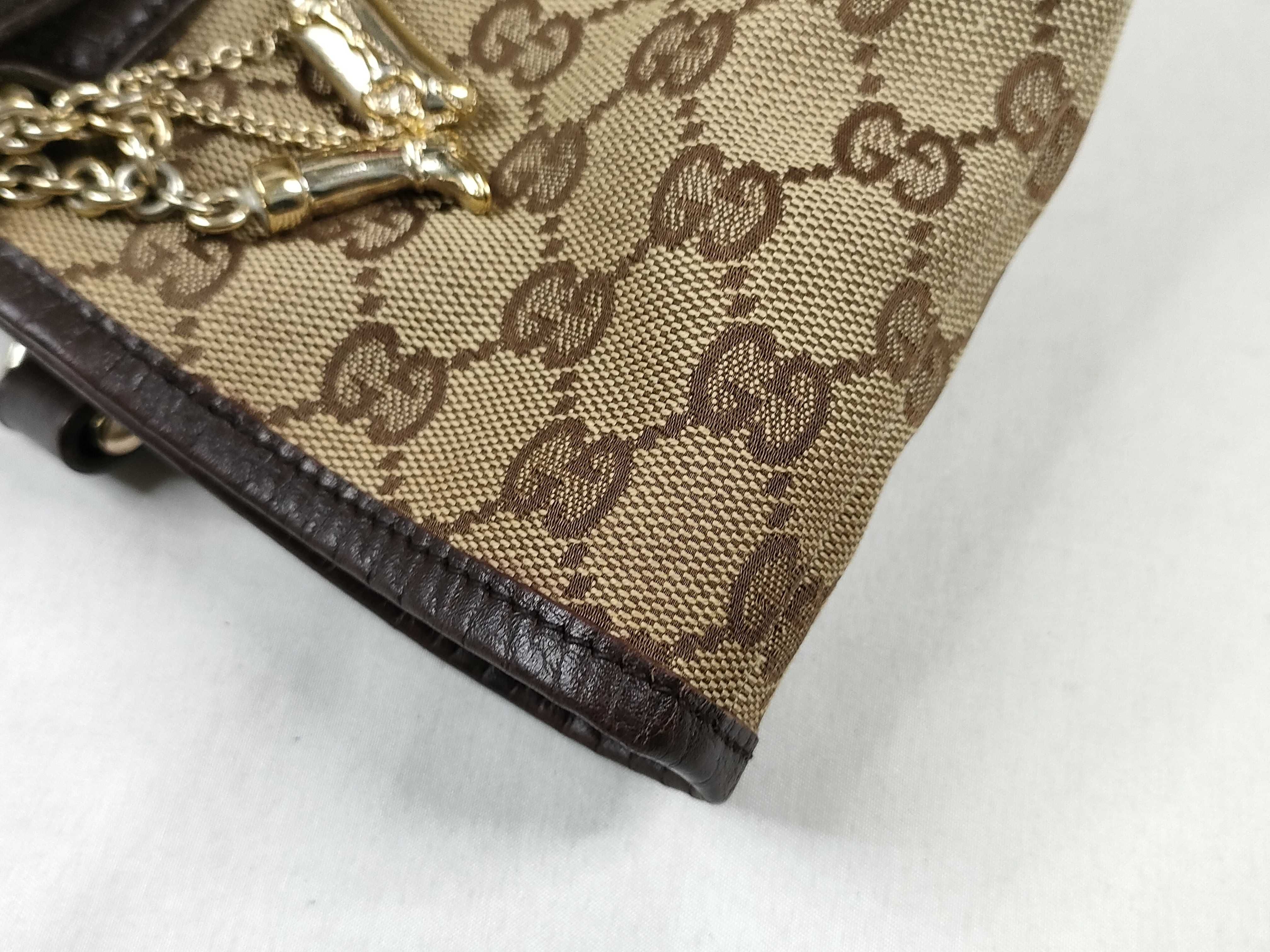 GG Canvas Tote Bag, Canvas Sherry Line, Brown Tote Bag — view 13