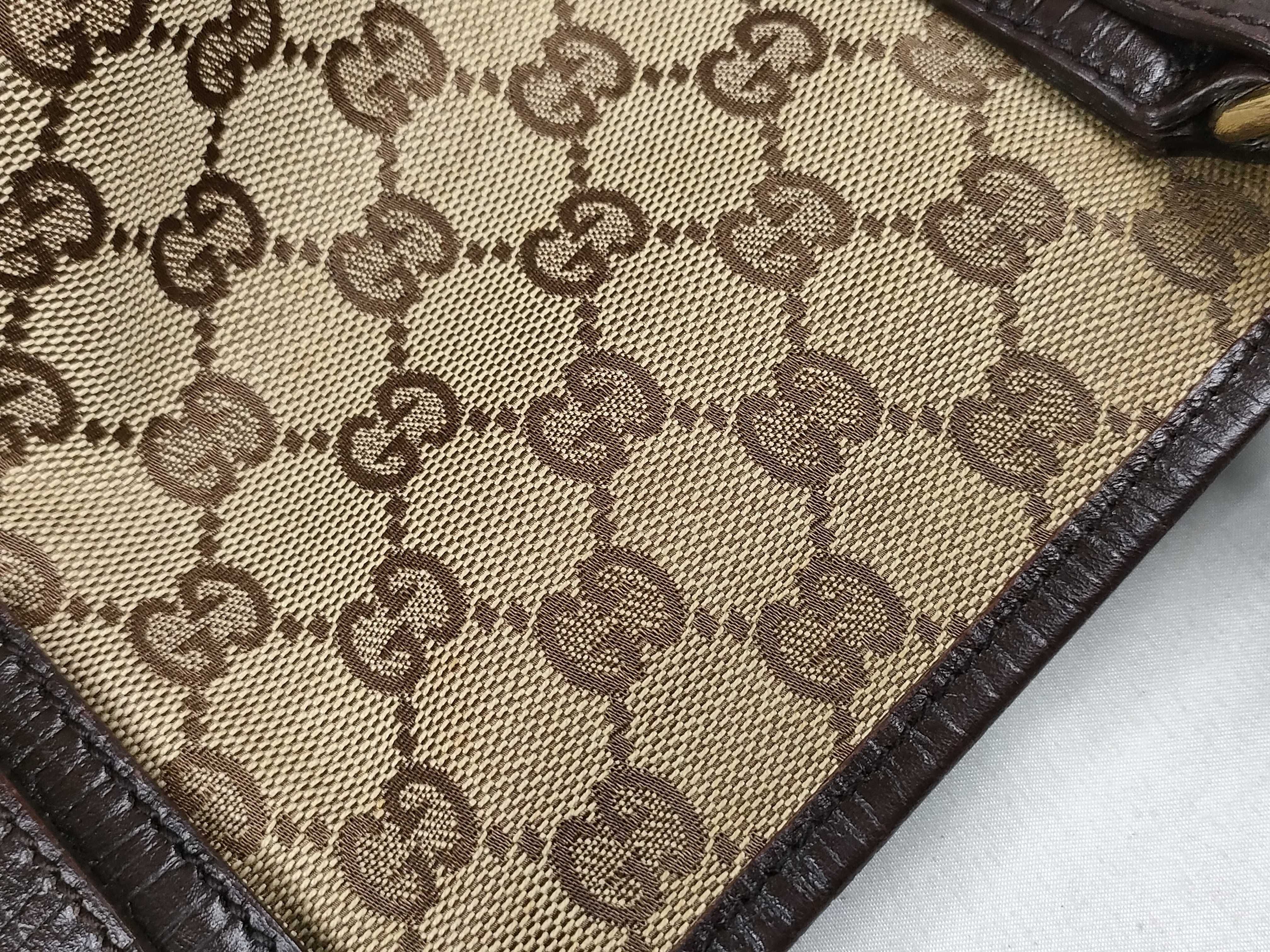 GG Canvas Tote Bag, Canvas Sherry Line, Brown Tote Bag — view 15