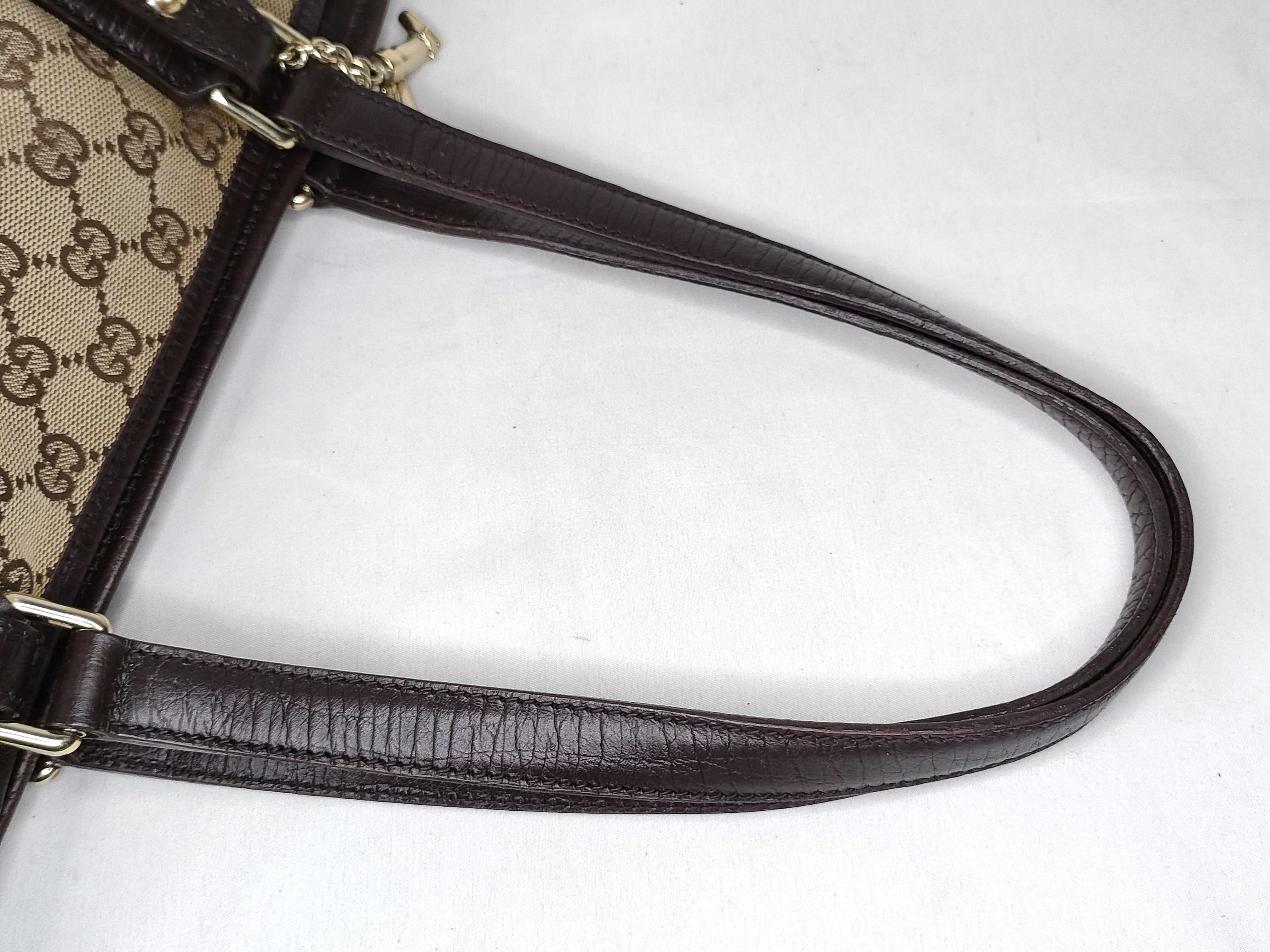 GG Canvas Tote Bag, Canvas Sherry Line, Brown Tote Bag — view 3