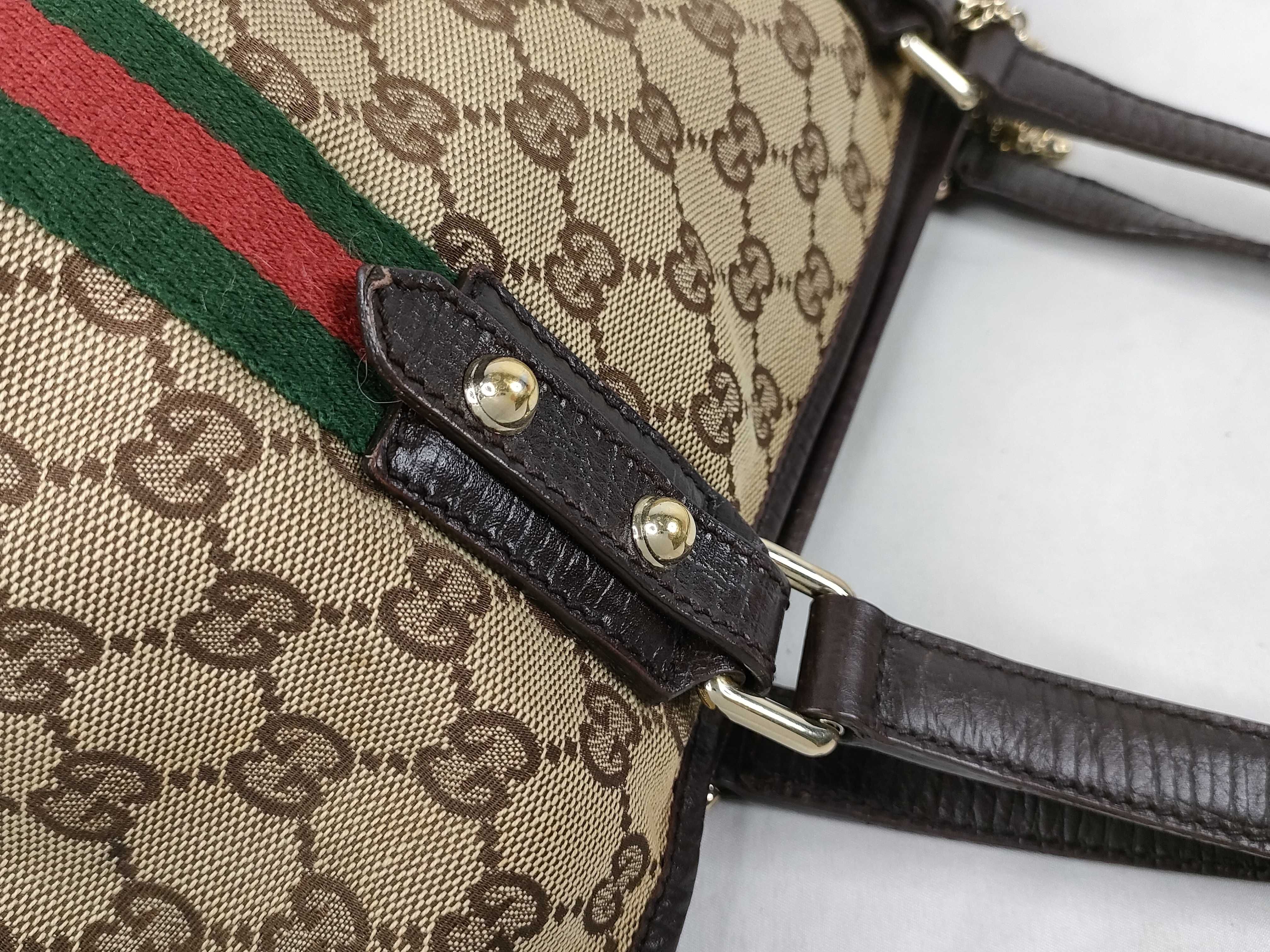 GG Canvas Tote Bag, Canvas Sherry Line, Brown Tote Bag — view 5
