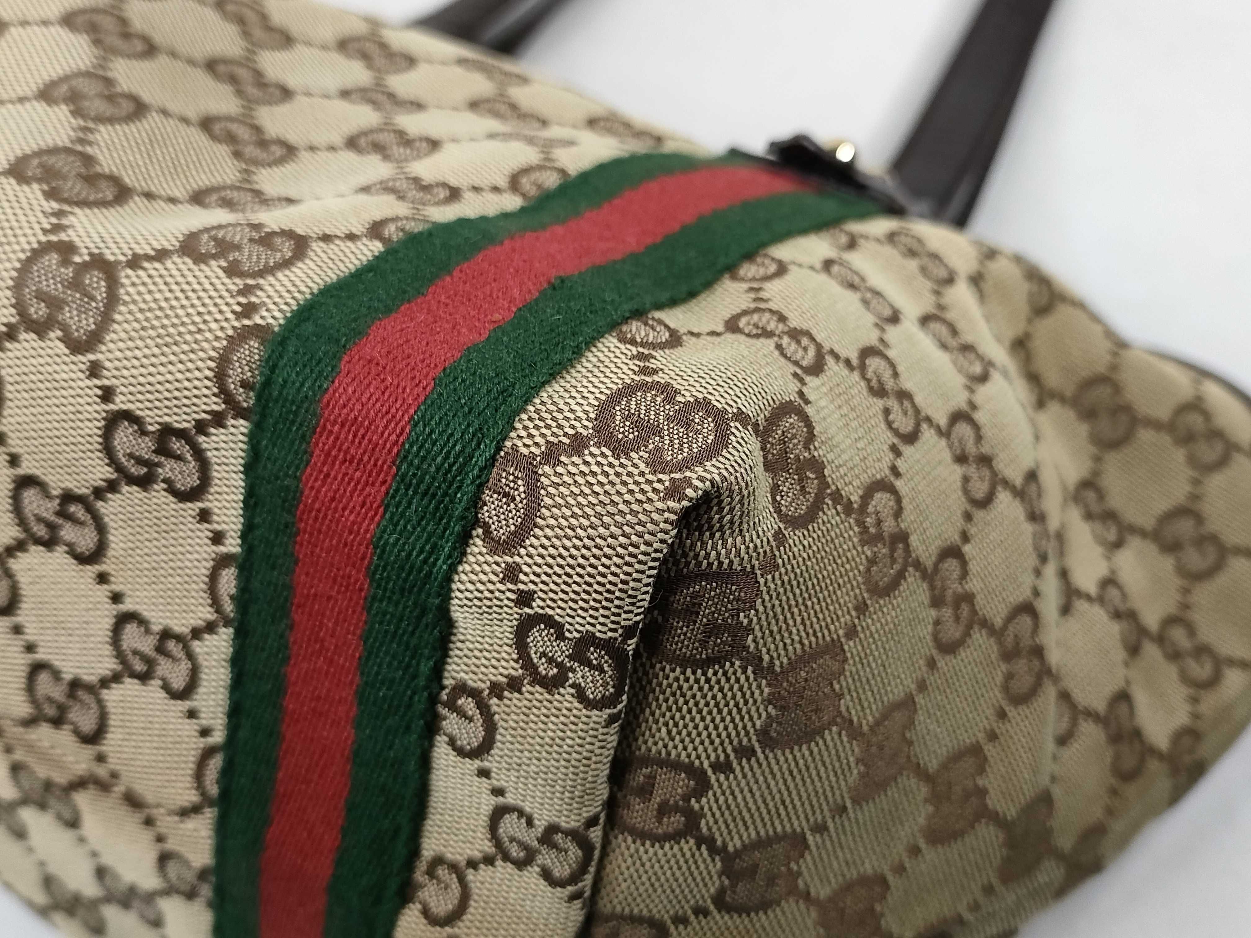 GG Canvas Tote Bag, Canvas Sherry Line, Brown Tote Bag — view 6