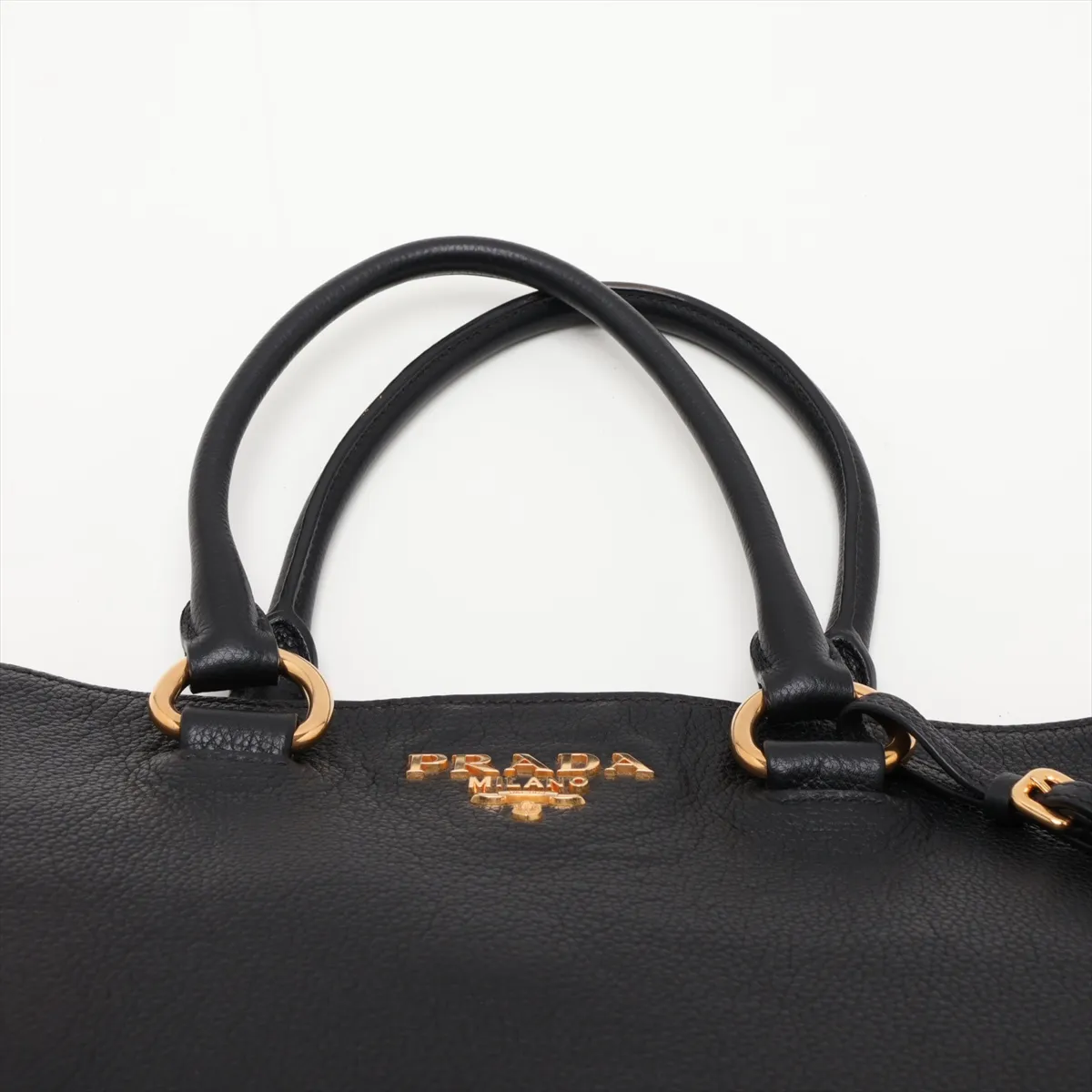 Vitello Daino Leather 2-Way Tote Bag, Black — view 6