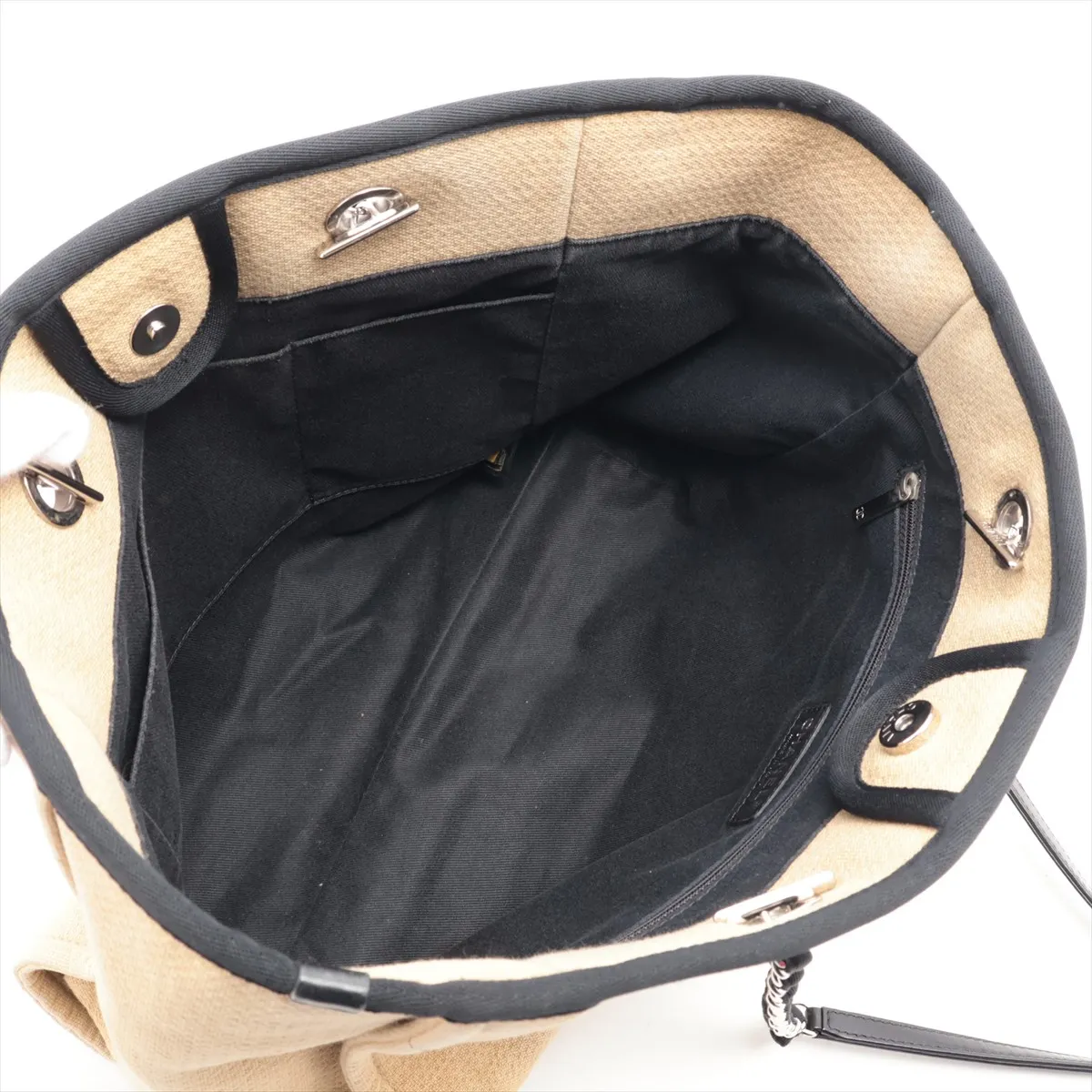 Deauville MM canvas x leather chain tote bag beige silver hardware 15792338 15th series — view 7
