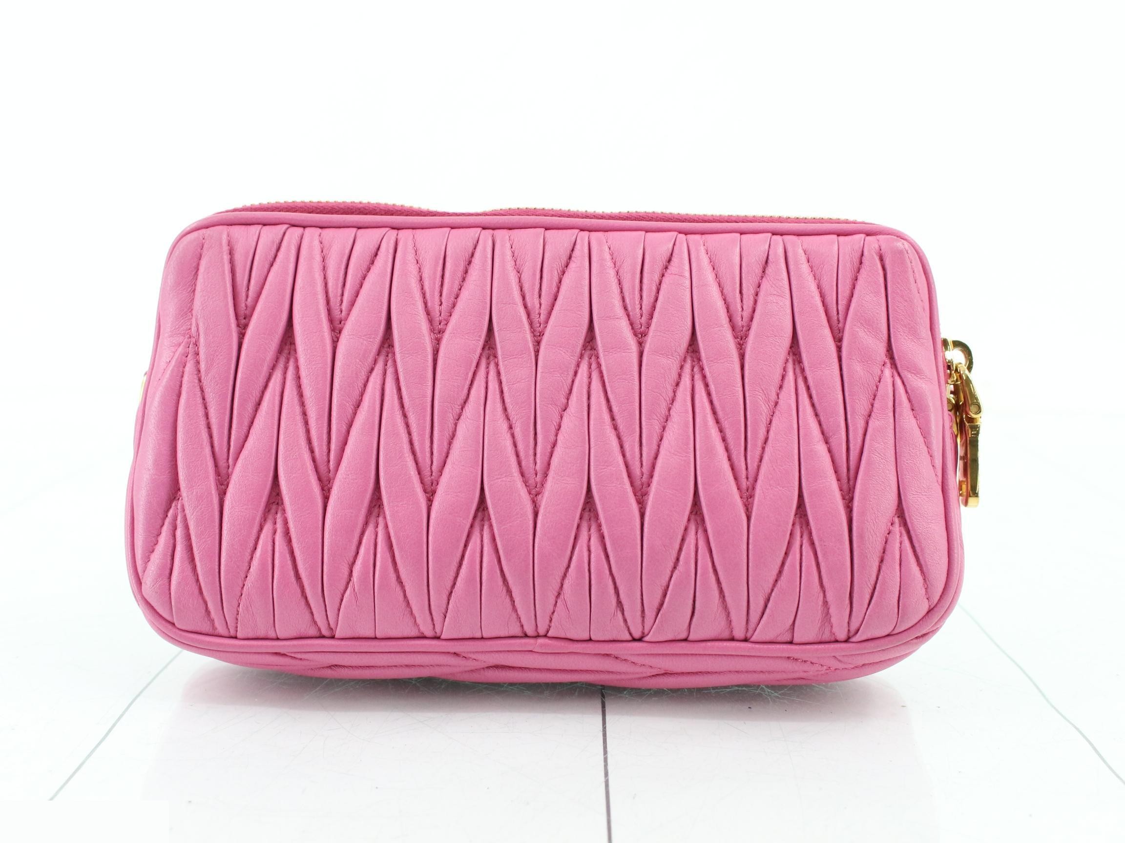 Matelassé 2-Way Shoulder Bag with Strap, Pink — view 2