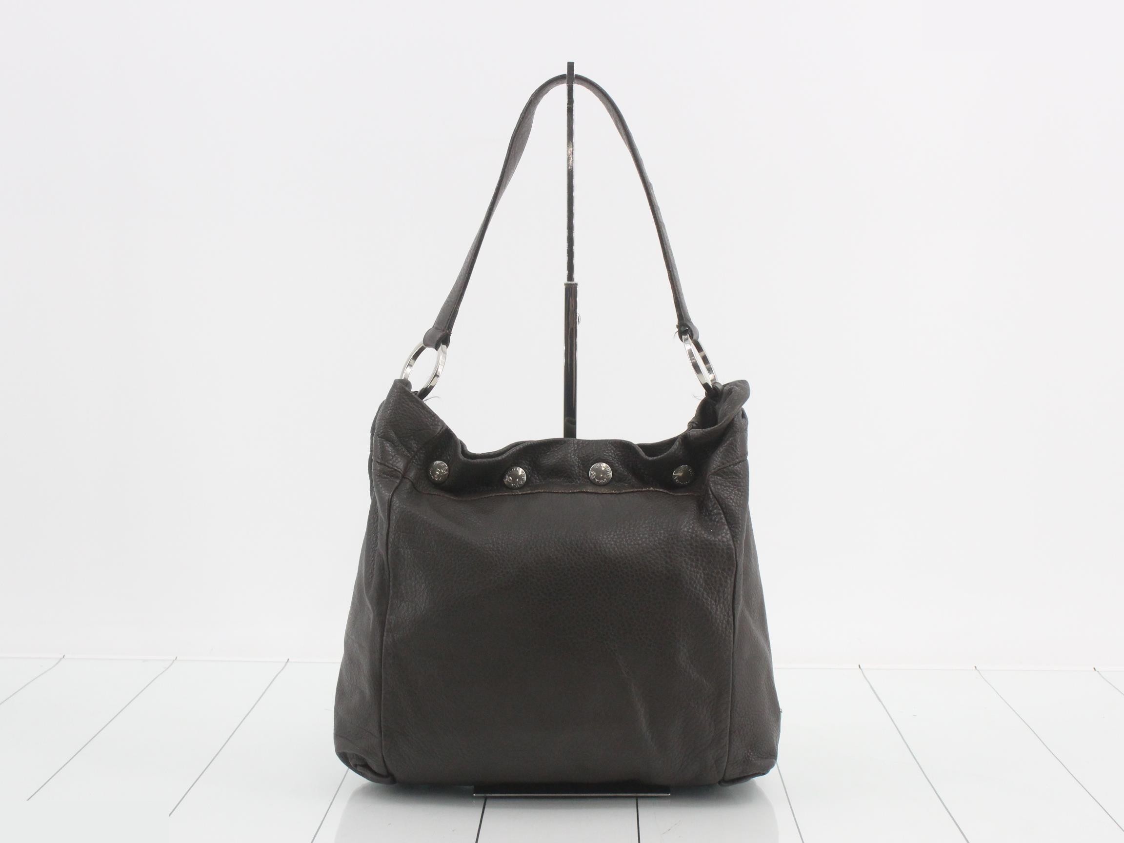 Leather one-shoulder bag, dark brown — view 2