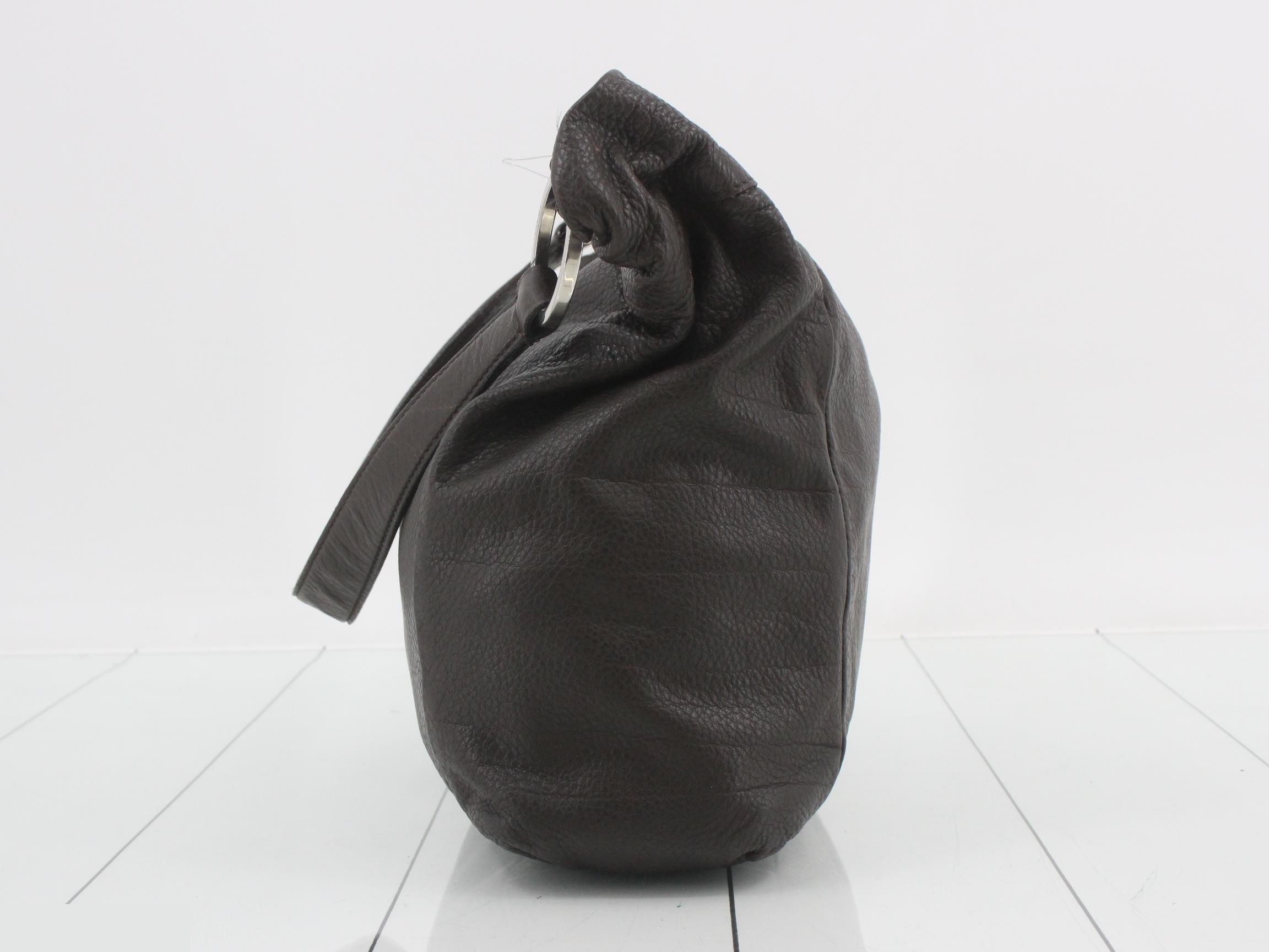 Leather one-shoulder bag, dark brown — view 3