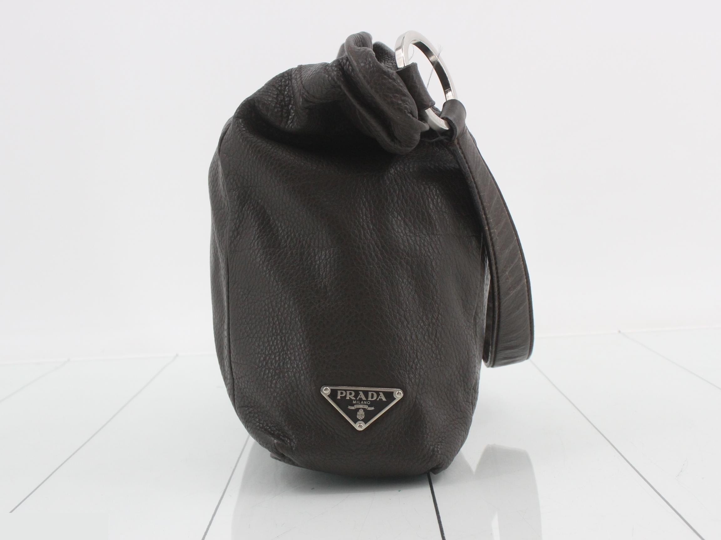 Leather one-shoulder bag, dark brown — view 4