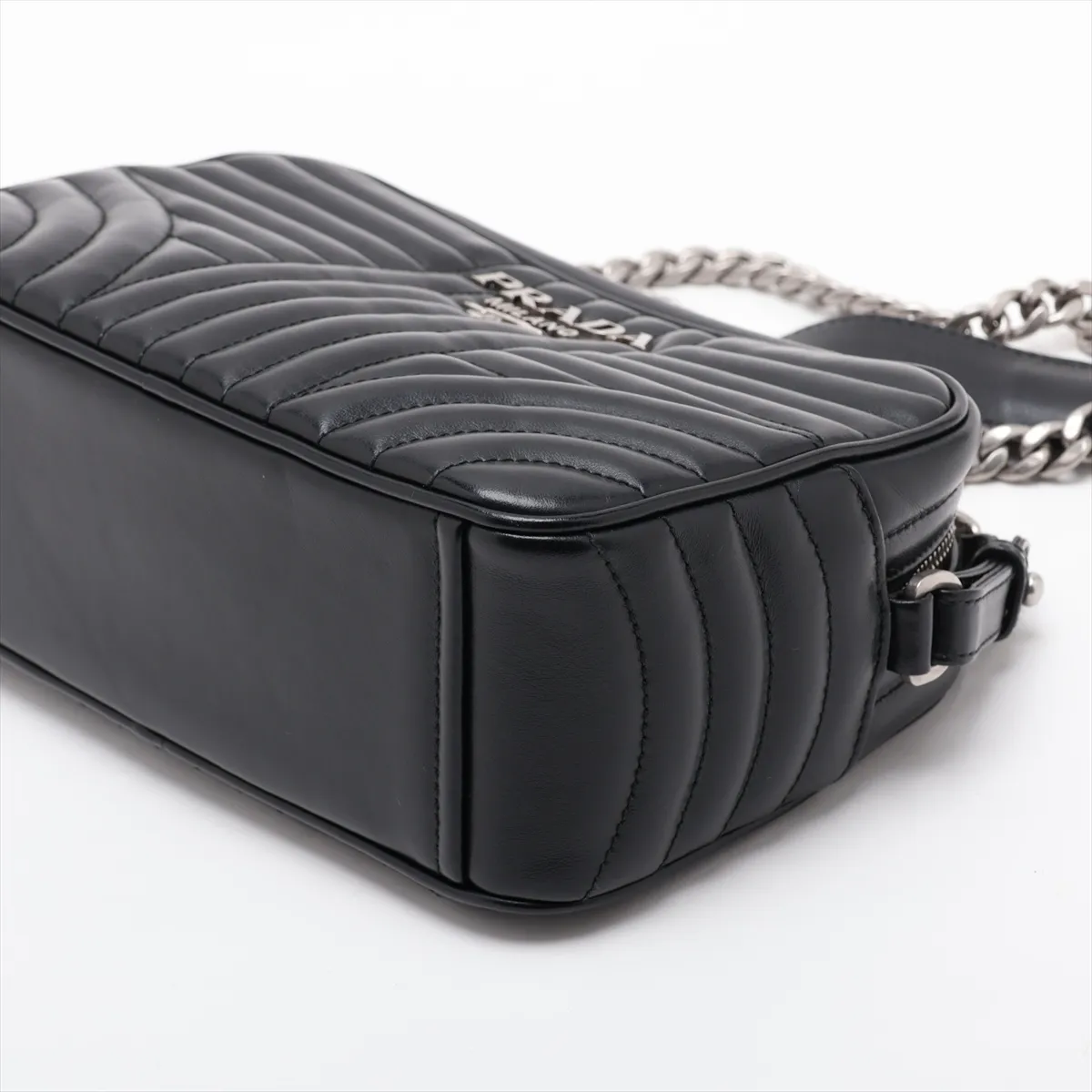 Diagram Leather Chain Shoulder Bag, Black — view 3