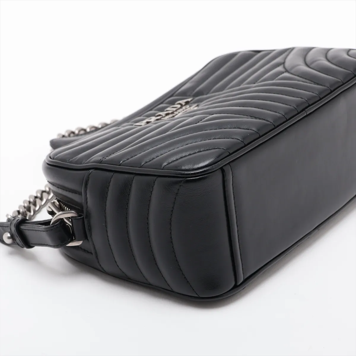 Diagram Leather Chain Shoulder Bag, Black — view 4