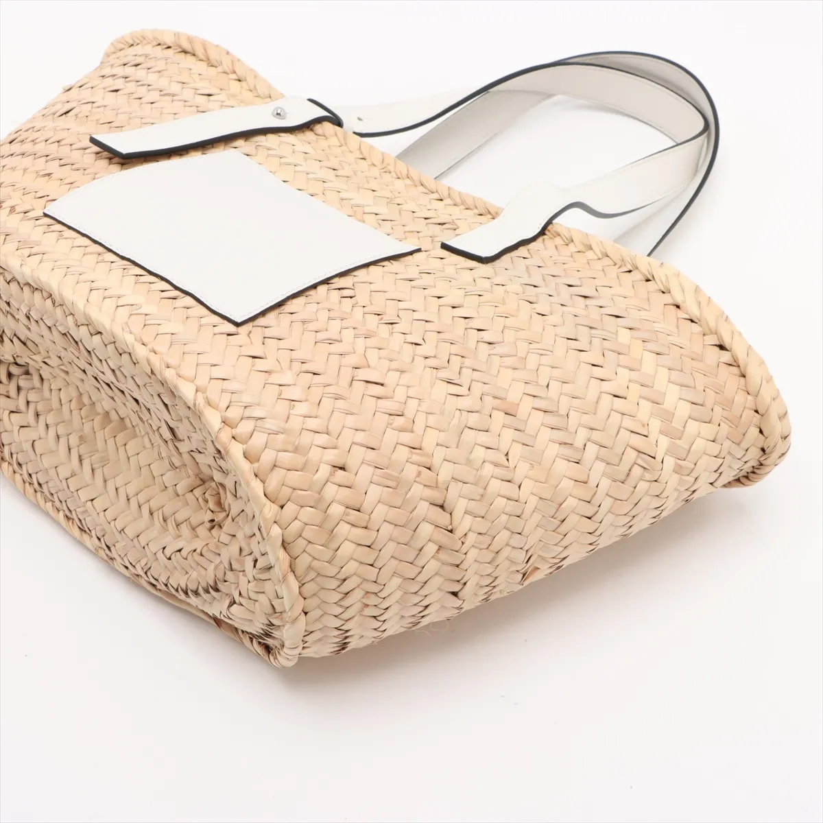 Basket Medium Raffia Tote Bag, Beige — view 3
