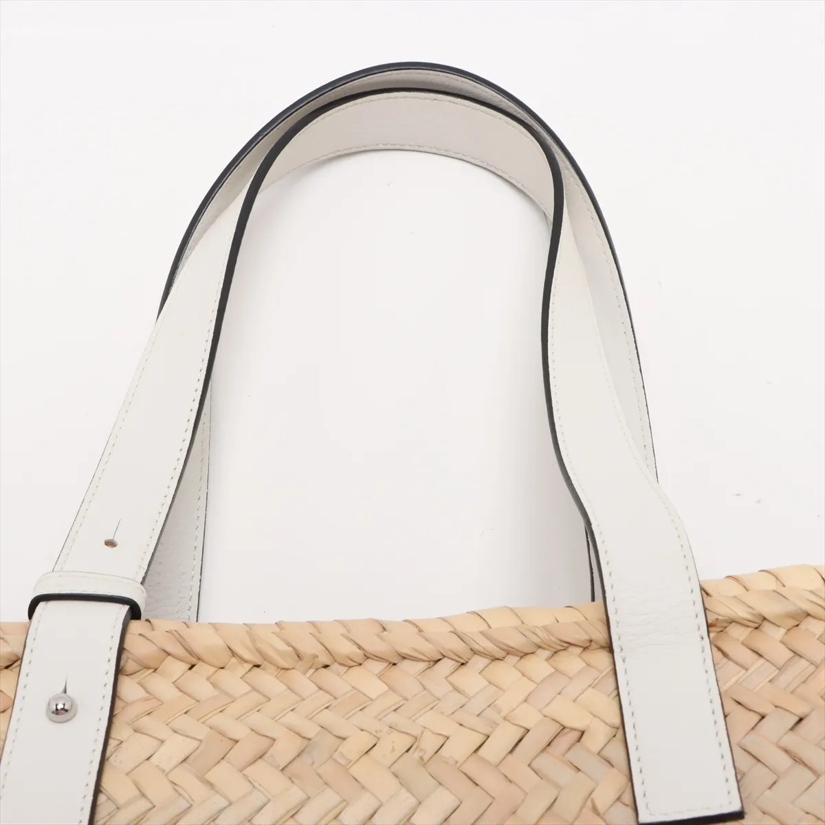 Basket Medium Raffia Tote Bag, Beige — view 6