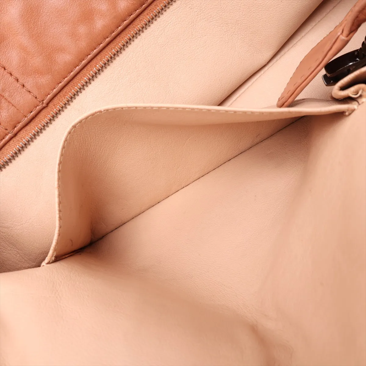 Luxury Line Leather Chain Tote Bag, Brown with Silver Hardware — view 8