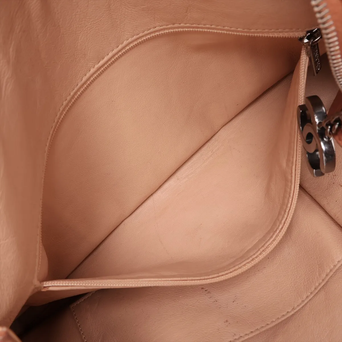 Luxury Line Leather Chain Tote Bag, Brown with Silver Hardware — view 9