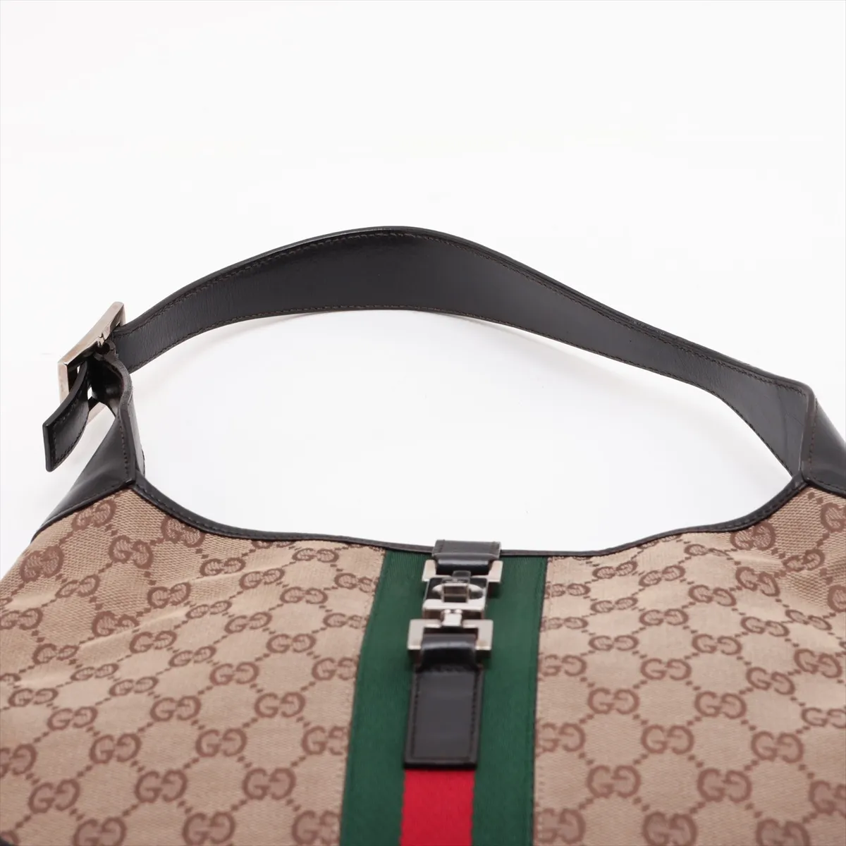 GG Canvas Jackie Canvas x Leather Shoulder Bag Brown — view 6