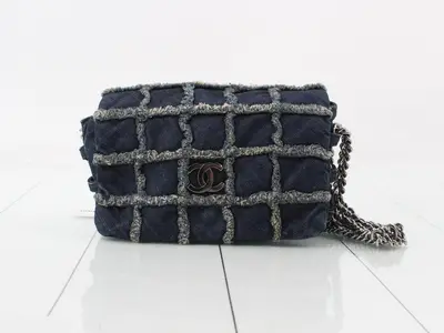 Denim Coco Mark Chain Semi-Shoulder Bag
