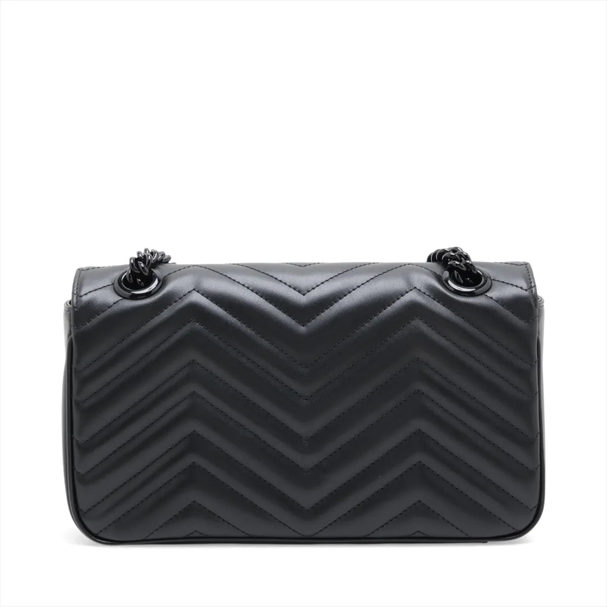 GG Marmont Leather Chain Shoulder Bag, Black, 443497 — view 2