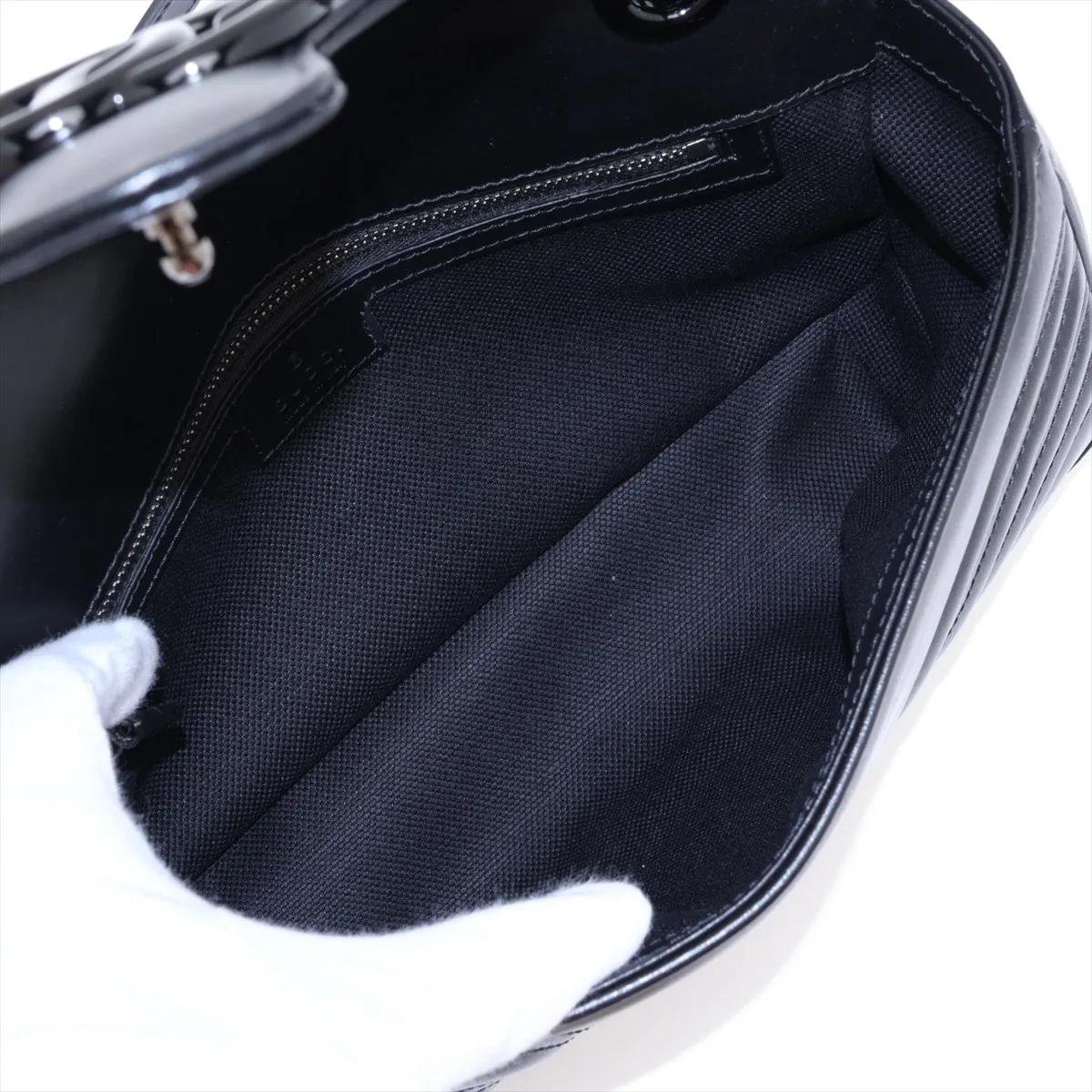 GG Marmont Leather Chain Shoulder Bag, Black, 443497 — view 7