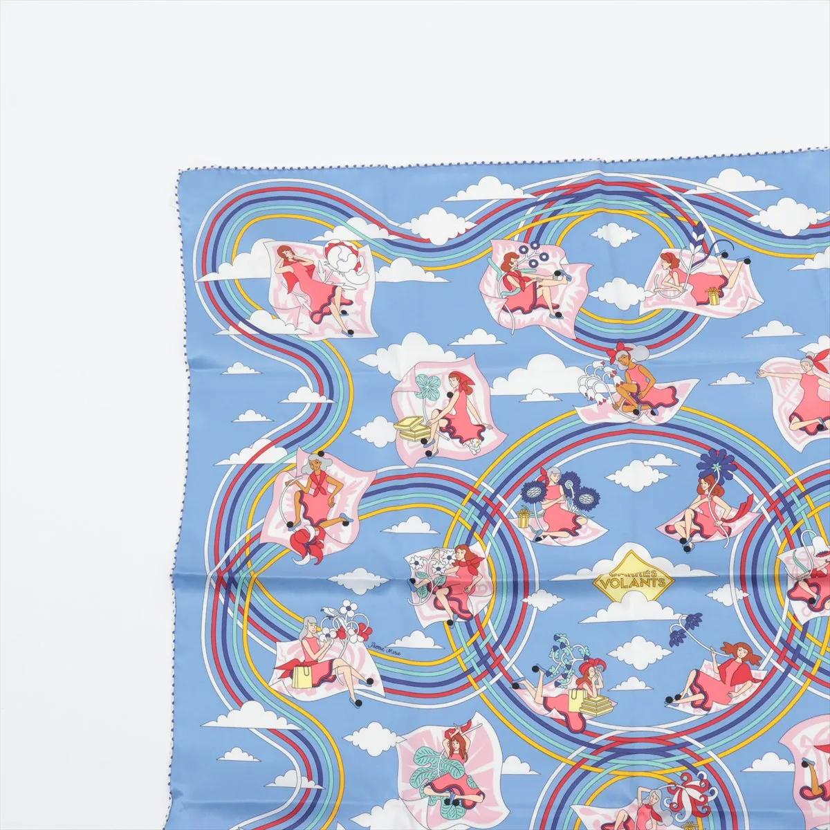 Carre 70 CARRES VOLANTS (Flying Carre) Silk Scarf, Light Blue, with original tag (slight wear). — view 2