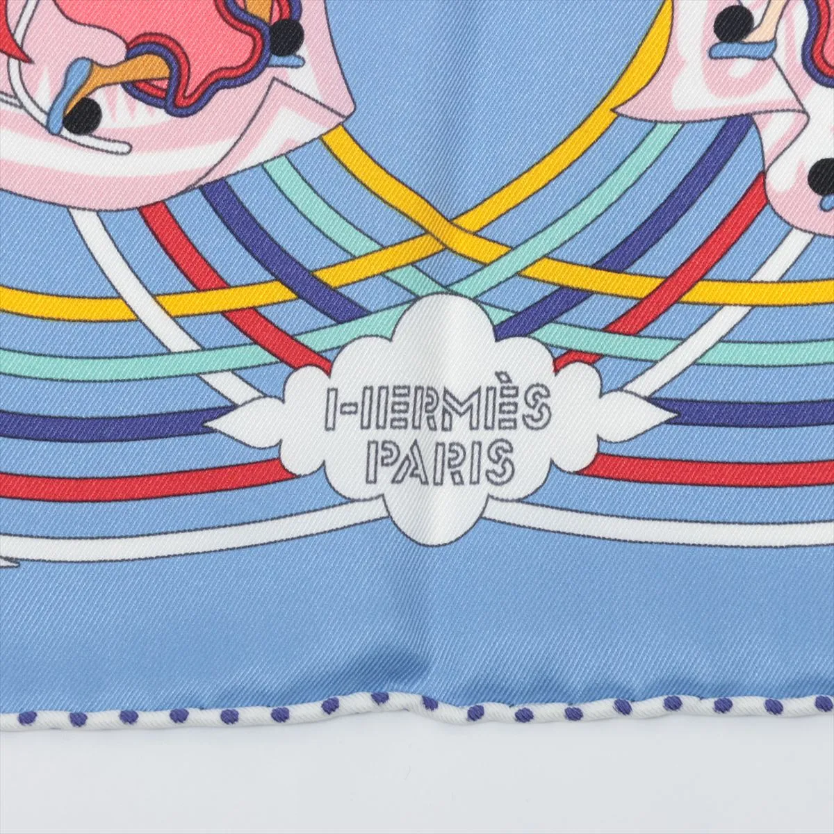 Carre 70 CARRES VOLANTS (Flying Carre) Silk Scarf, Light Blue, with original tag (slight wear). — view 6