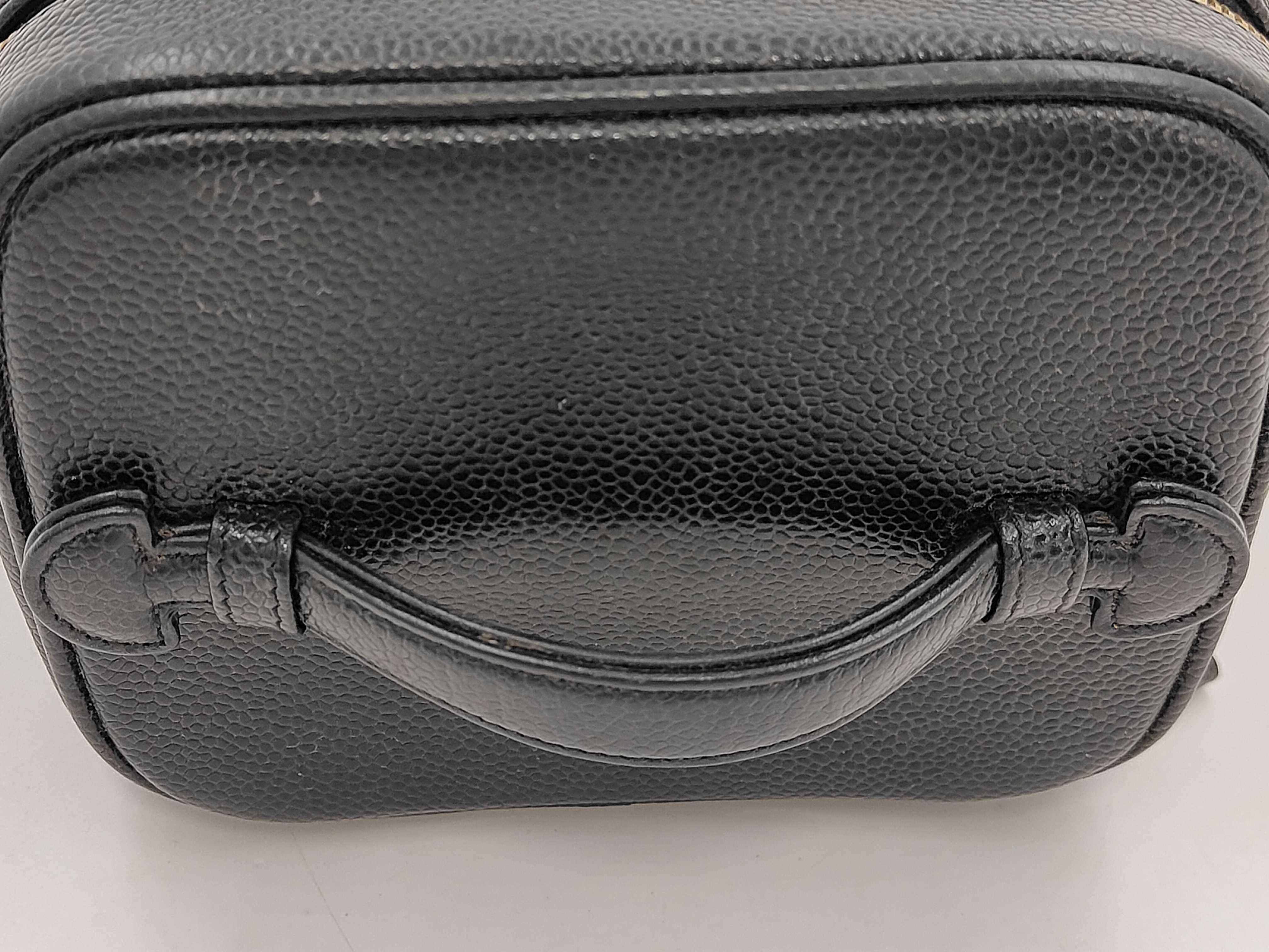 Caviar Skin Vanity Bag Gold Zip Coco Mark Black Vanity Bag — view 5