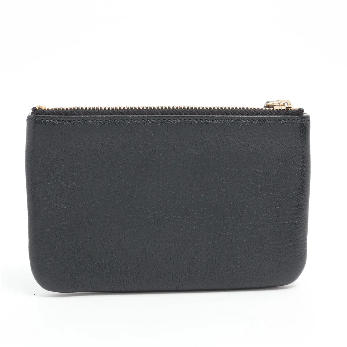 Matelassé Lambskin Coin Case, Black with Gold Hardware, 27015821 — view 2