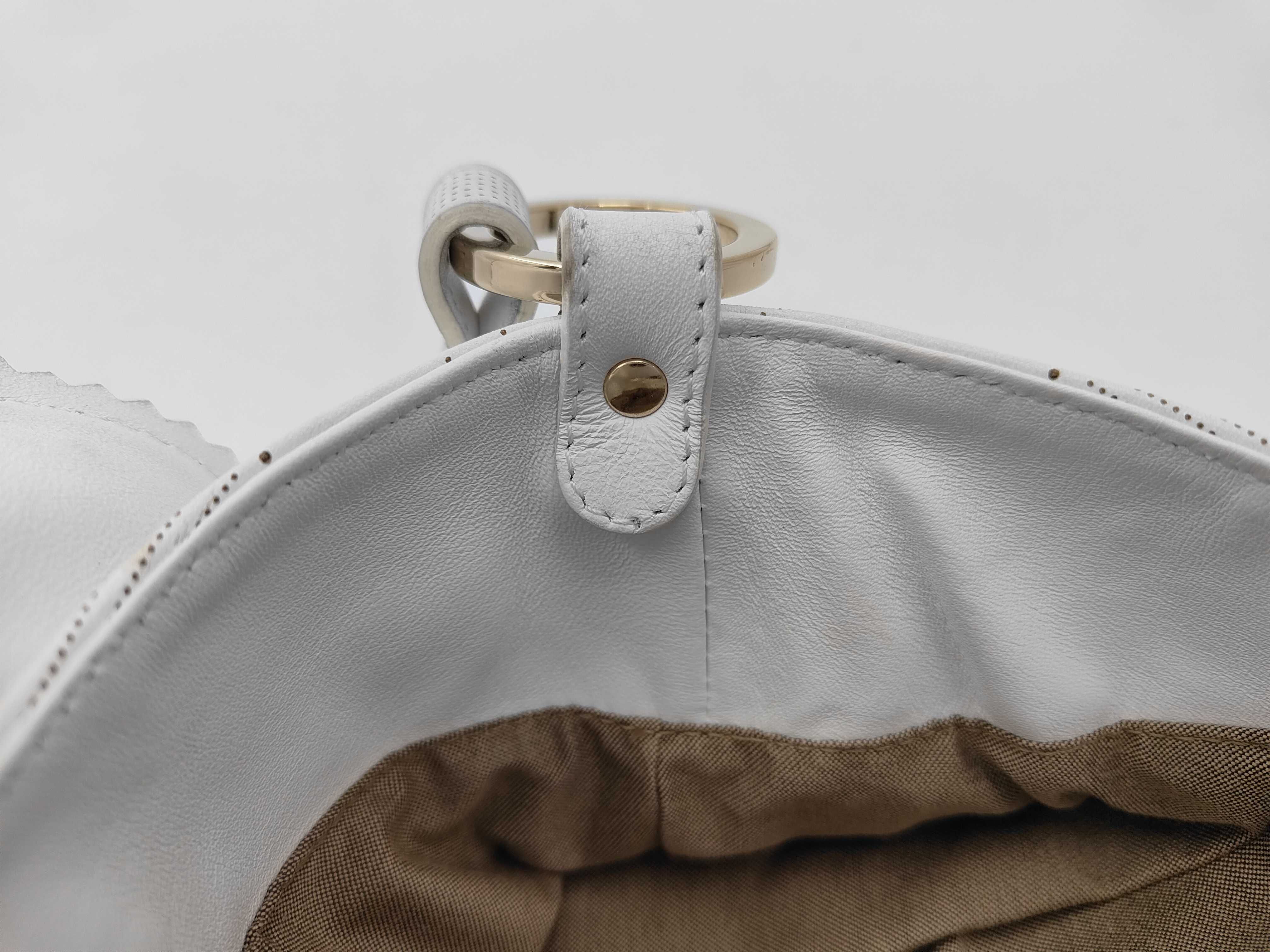 Zucca 8BR445 Hobo Chef Bag, Perforated Calfskin, White, 30x21x5cm, Shoulder Bag — view 11
