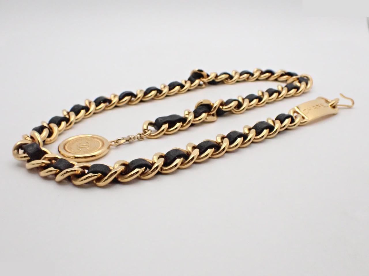 Gold chain belt; chain length approximately 77cm — view 2