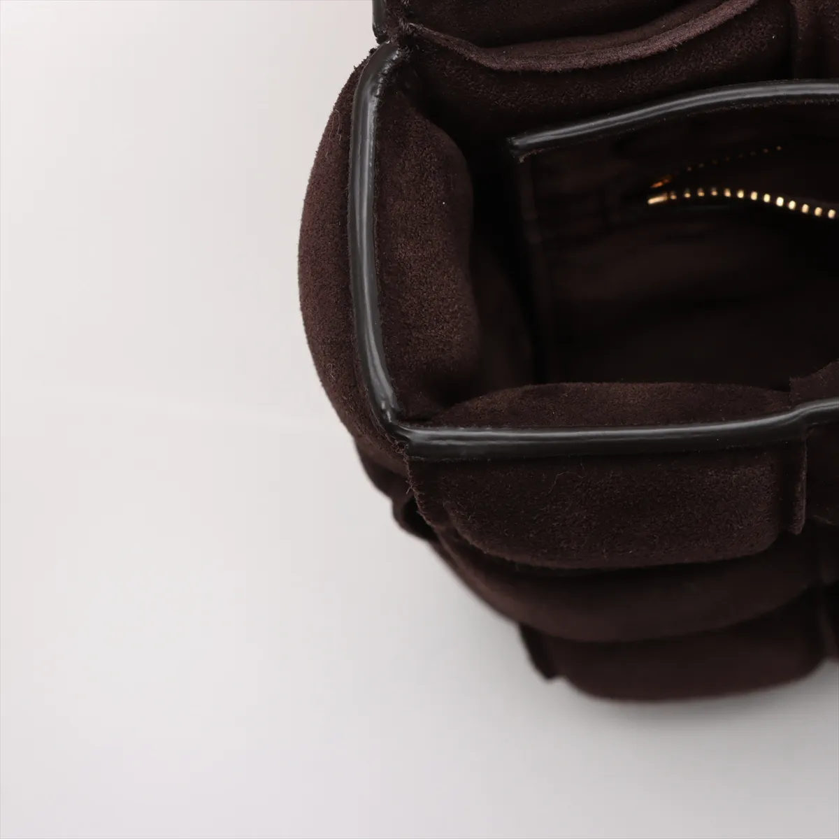 Maxi Intrecciato Padette Cassette Suede Chain Shoulder Bag Brown — view 12
