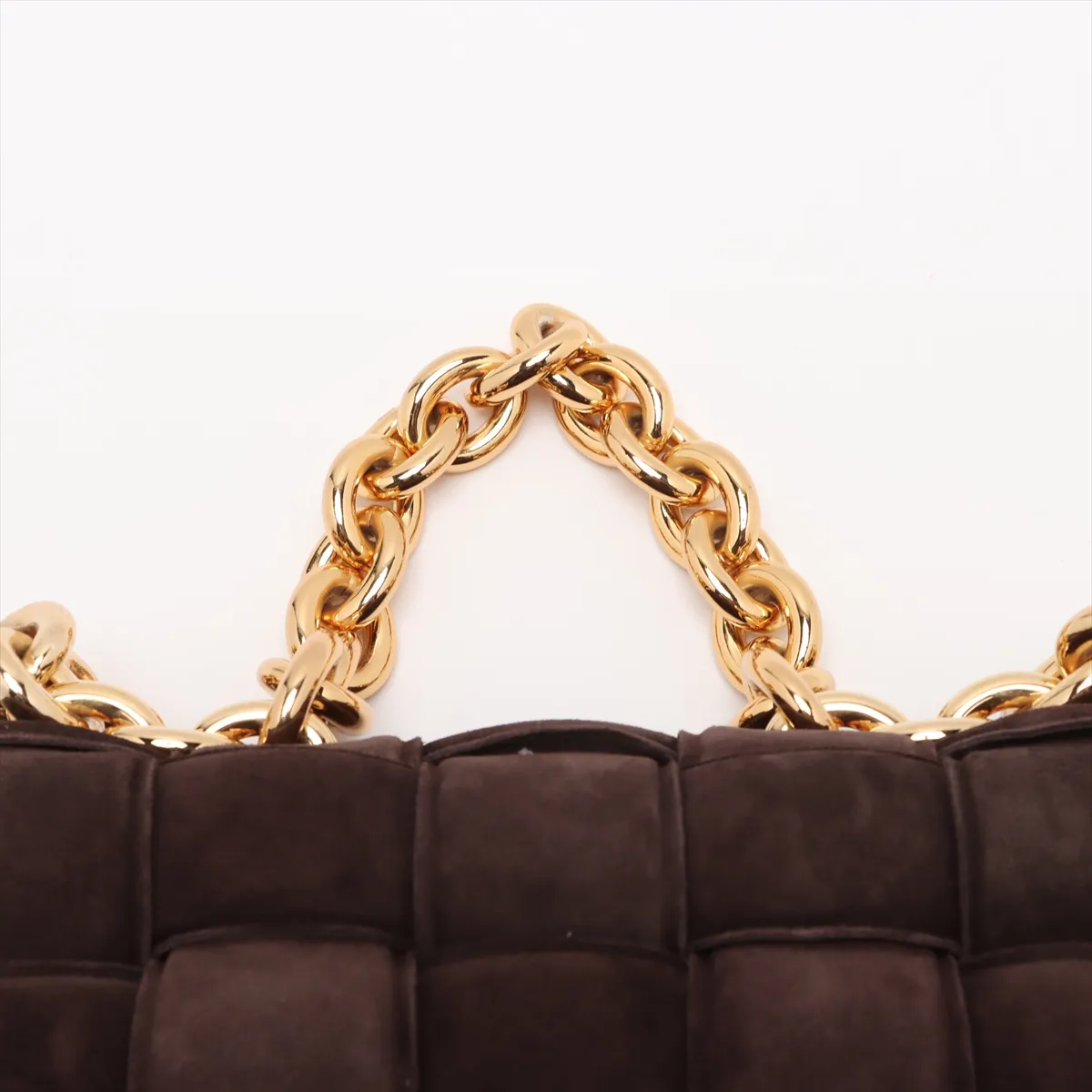 Maxi Intrecciato Padette Cassette Suede Chain Shoulder Bag Brown — view 6