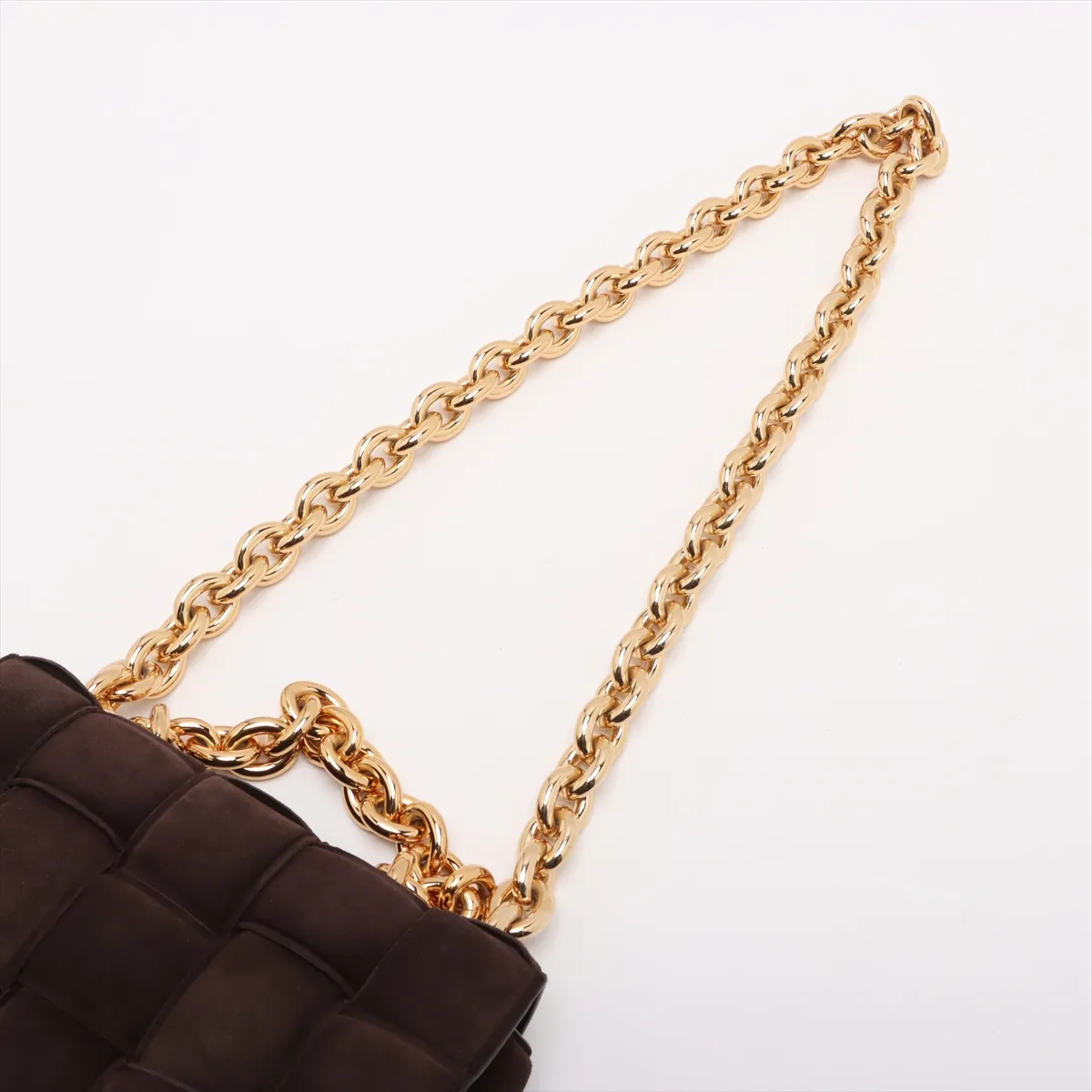 Maxi Intrecciato Padette Cassette Suede Chain Shoulder Bag Brown — view 7