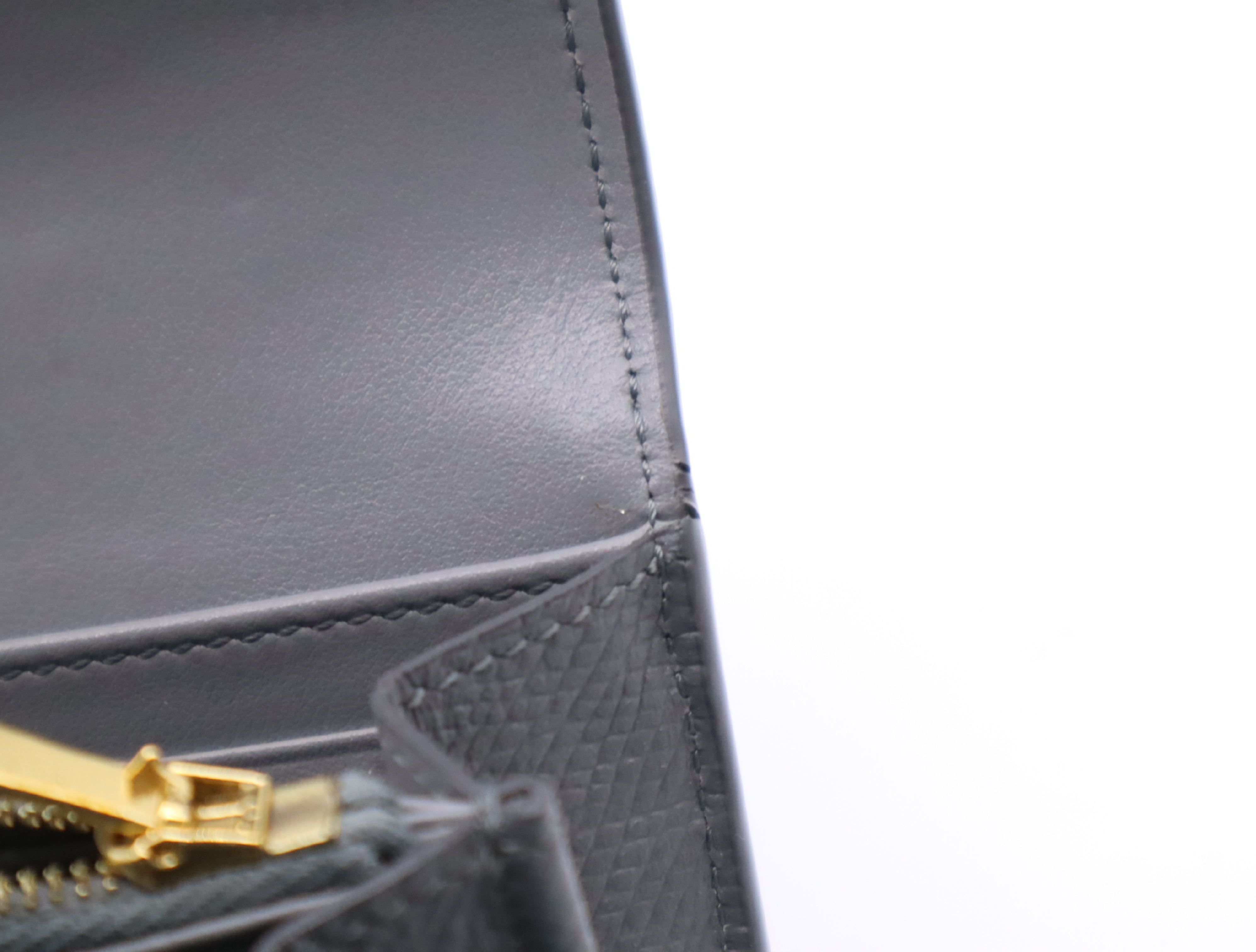 10B563BEL Grained Calfskin Large Flap Wallet, Gray — view 12
