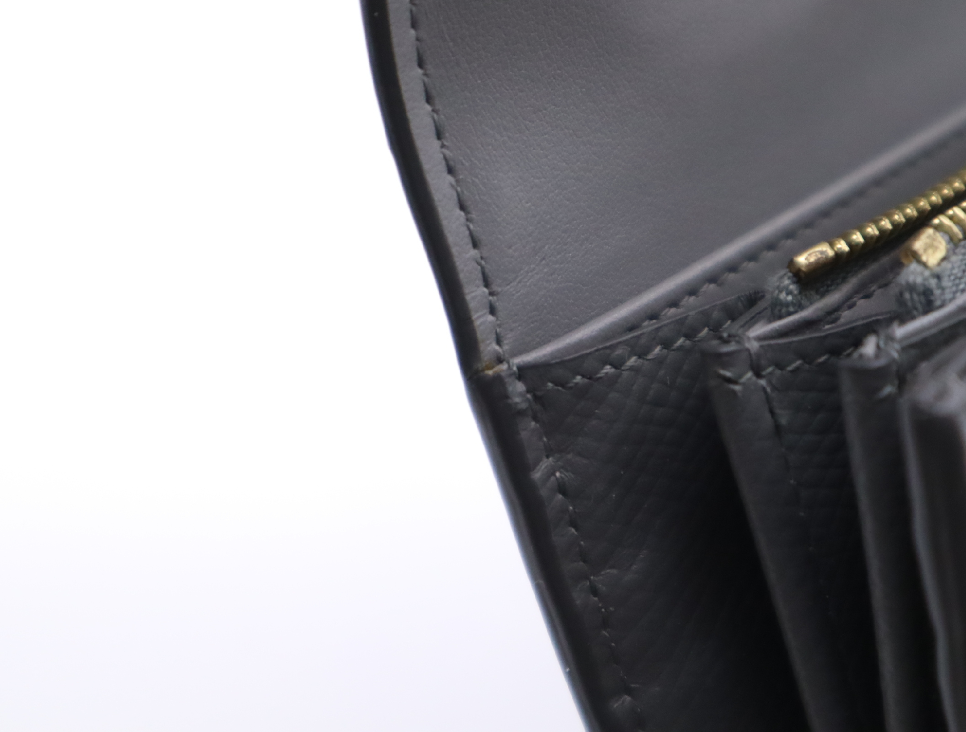 10B563BEL Grained Calfskin Large Flap Wallet, Gray — view 13