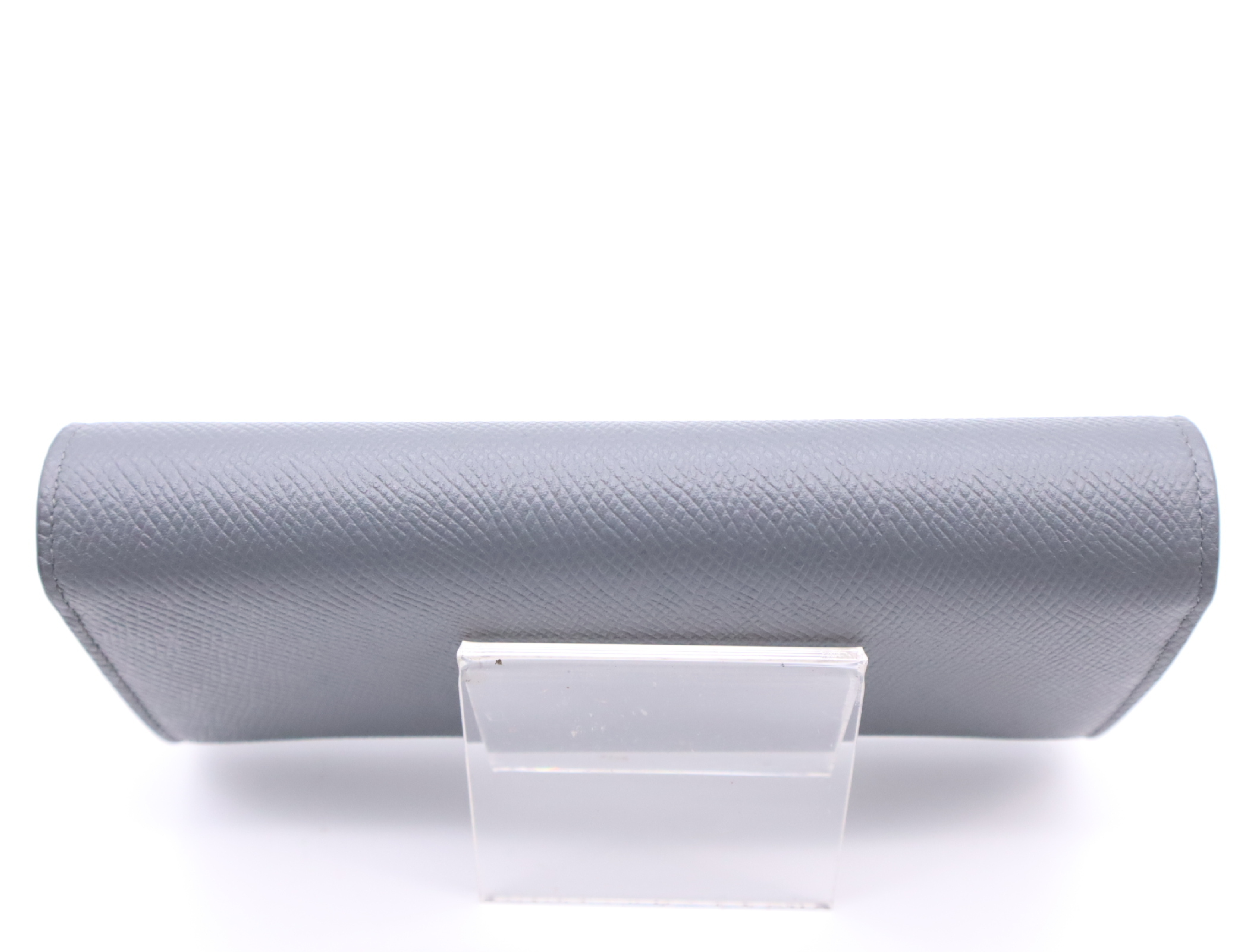 10B563BEL Grained Calfskin Large Flap Wallet, Gray — view 4