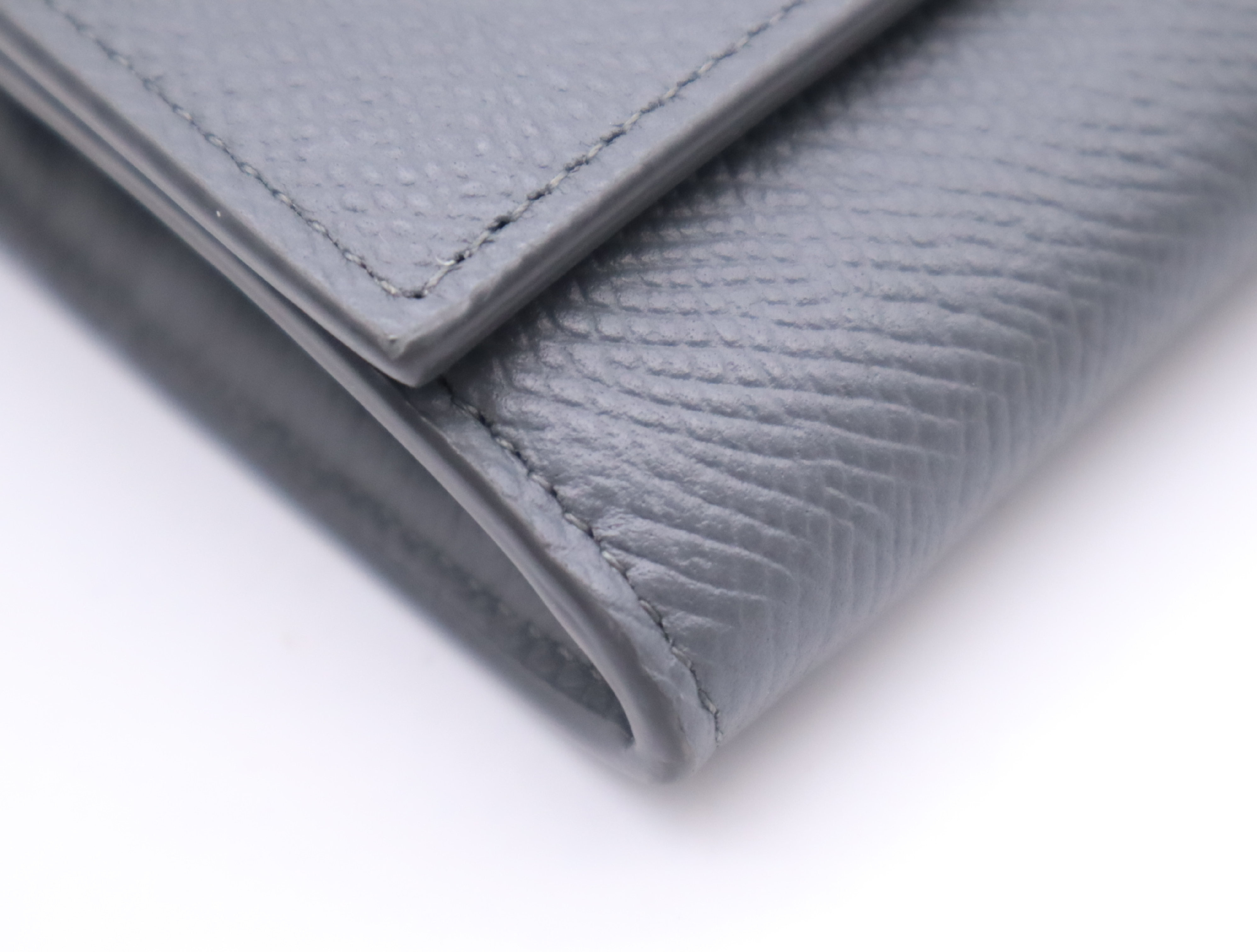 10B563BEL Grained Calfskin Large Flap Wallet, Gray — view 6