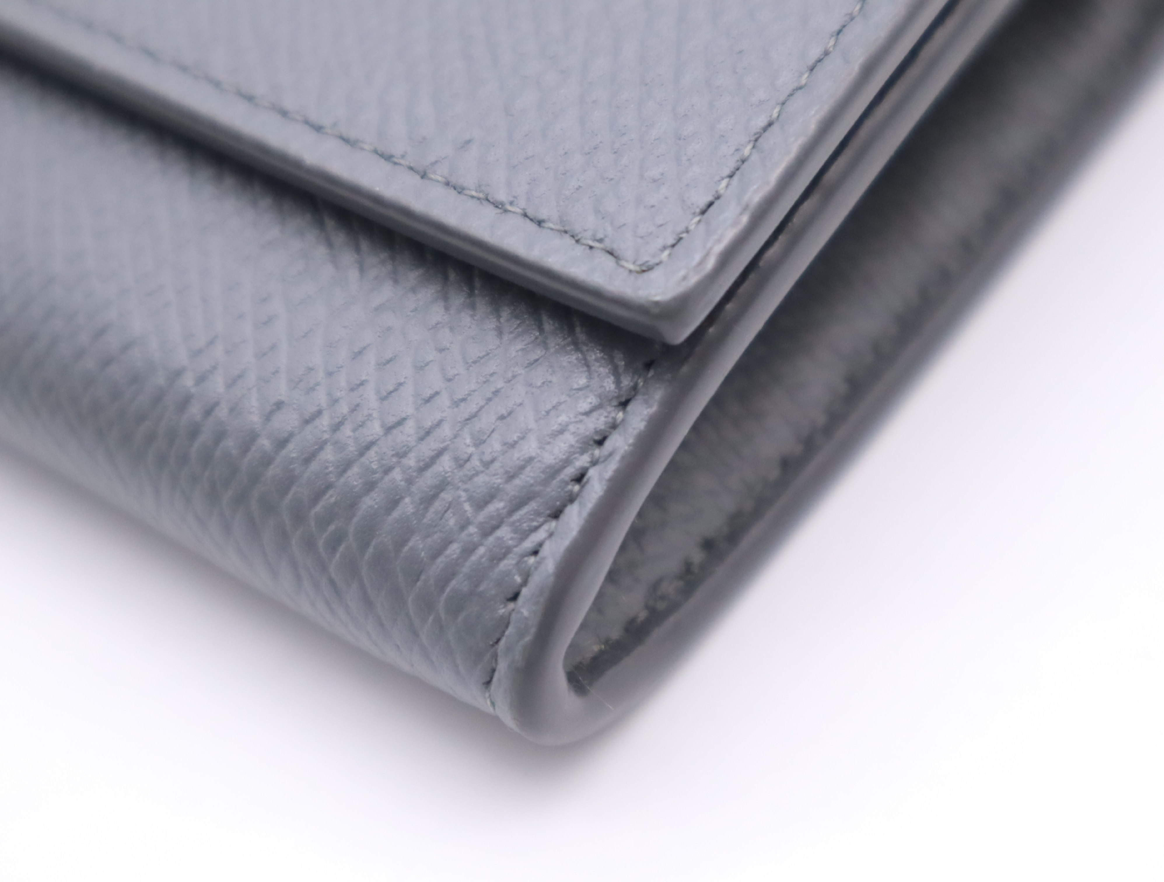 10B563BEL Grained Calfskin Large Flap Wallet, Gray — view 7
