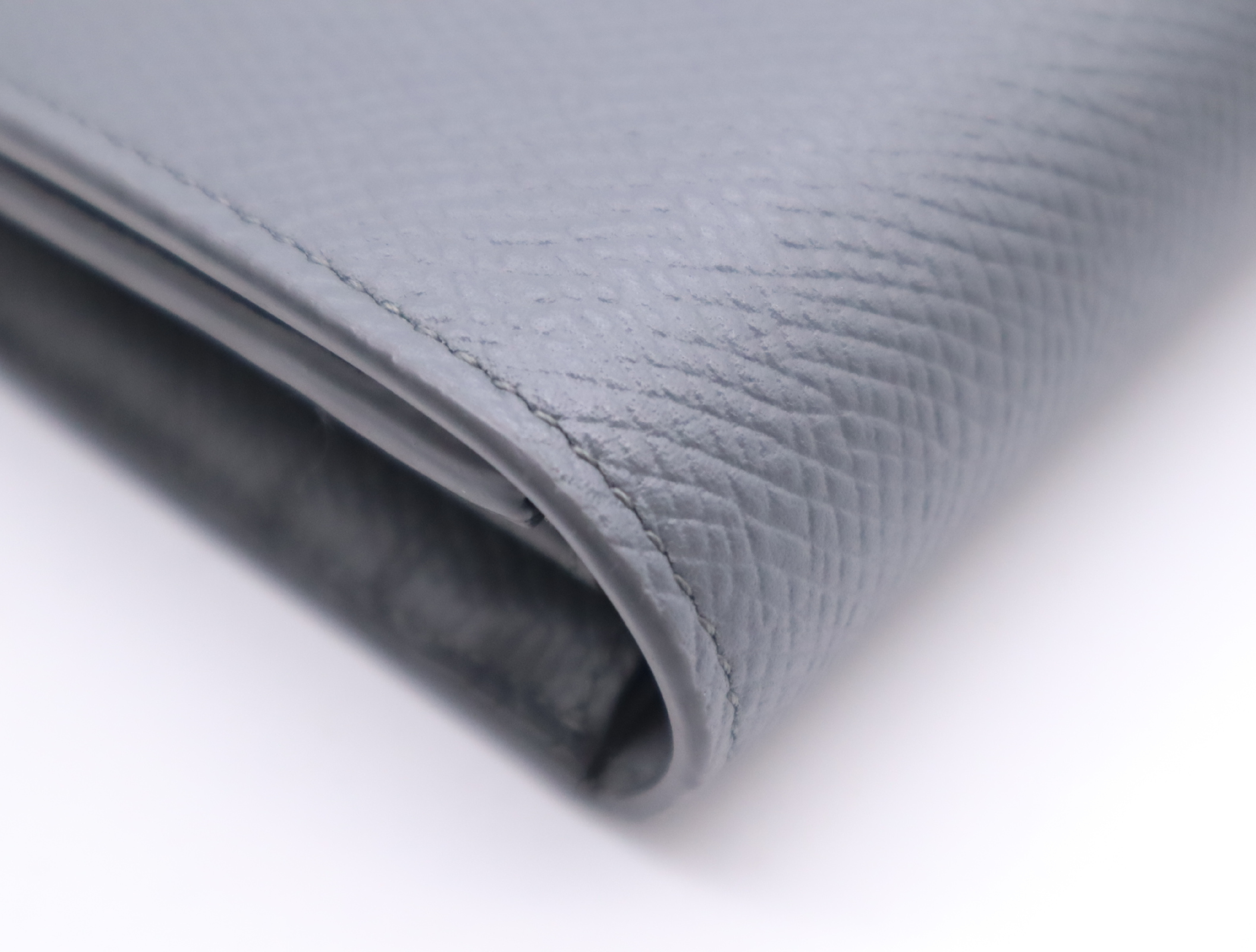 10B563BEL Grained Calfskin Large Flap Wallet, Gray — view 8