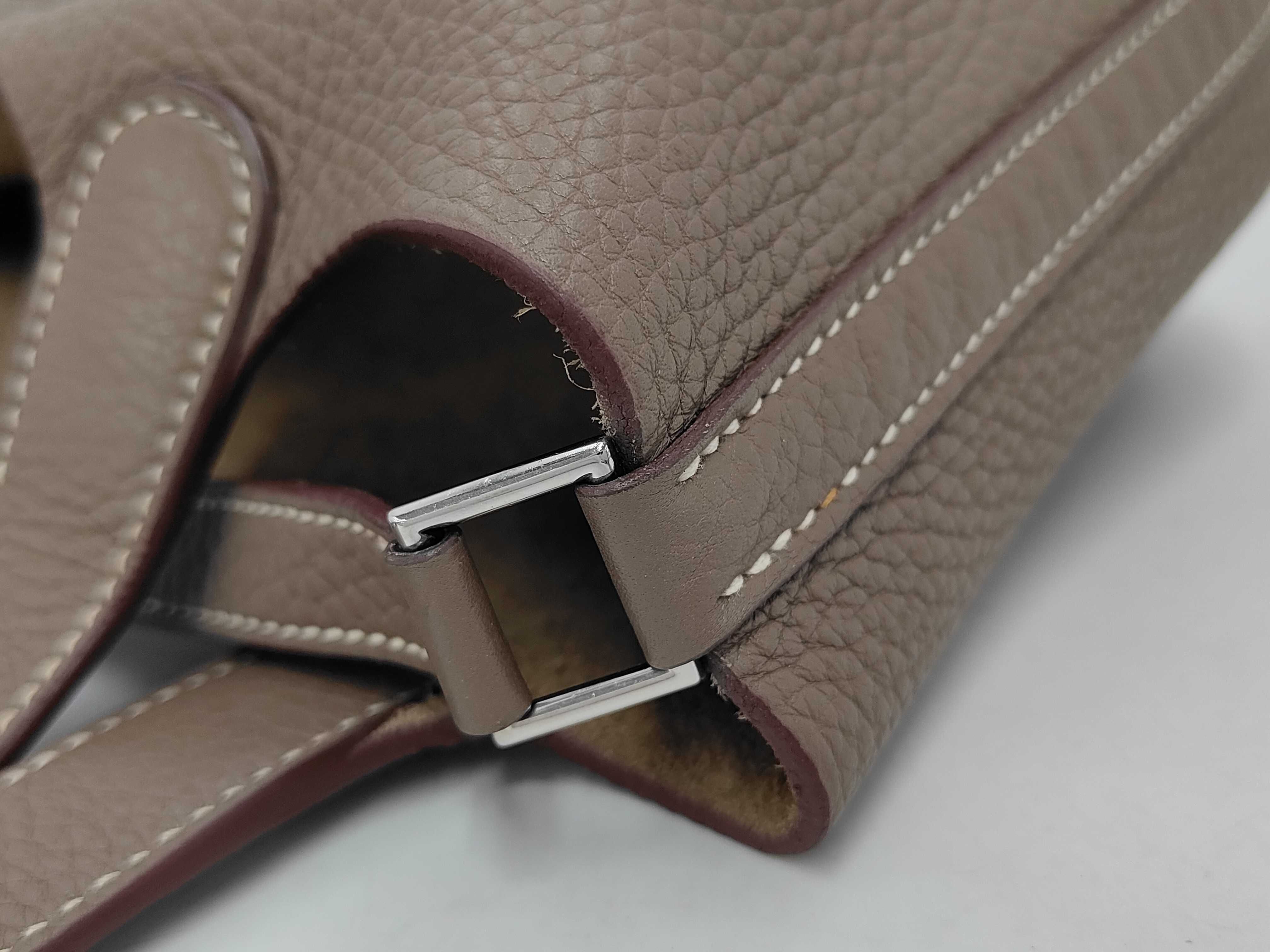 Picotin Lock Handbag, Taurillon Clemence Leather, Etoupe, Silver Hardware — view 12