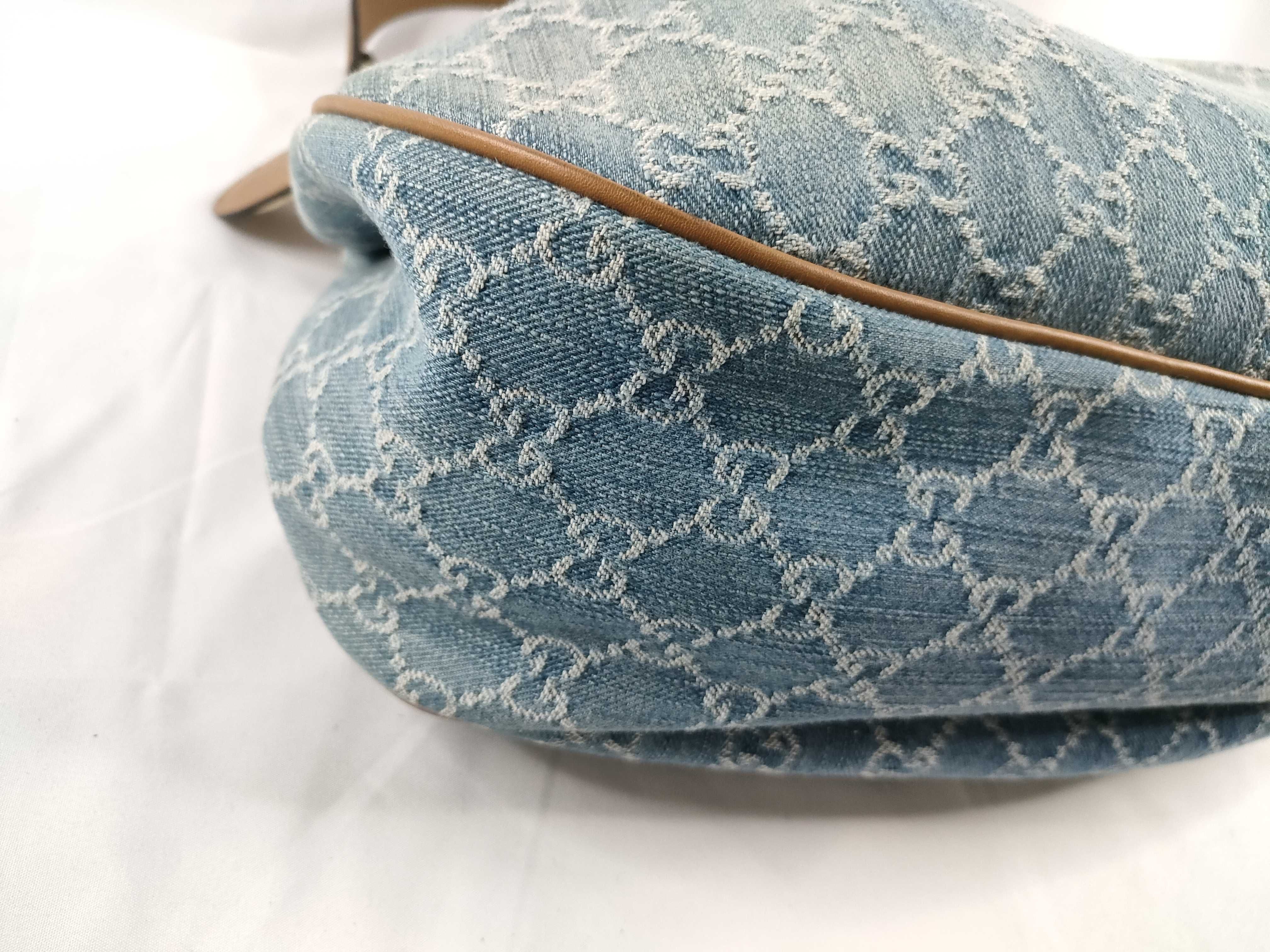 Sukey Light Blue Plaid Canvas Large Shoulder Bag — view 3
