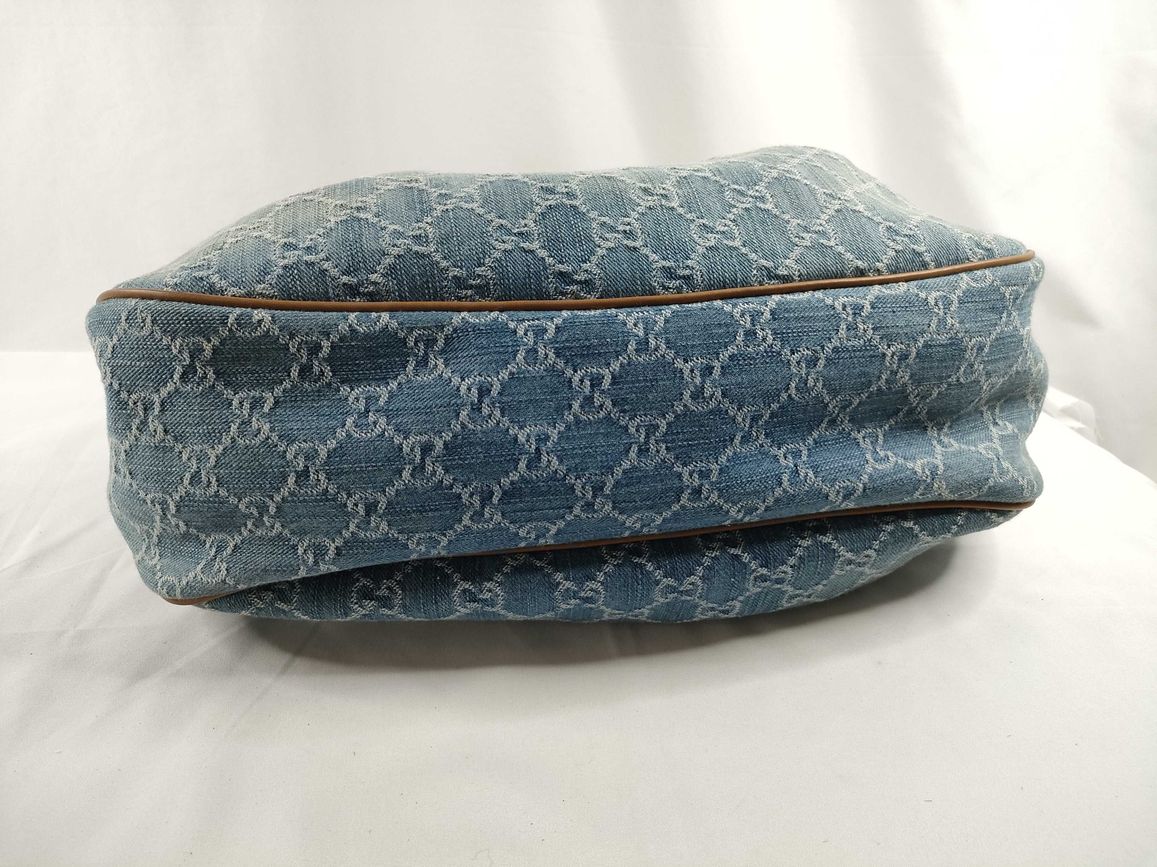 Sukey Light Blue Plaid Canvas Large Shoulder Bag — view 4