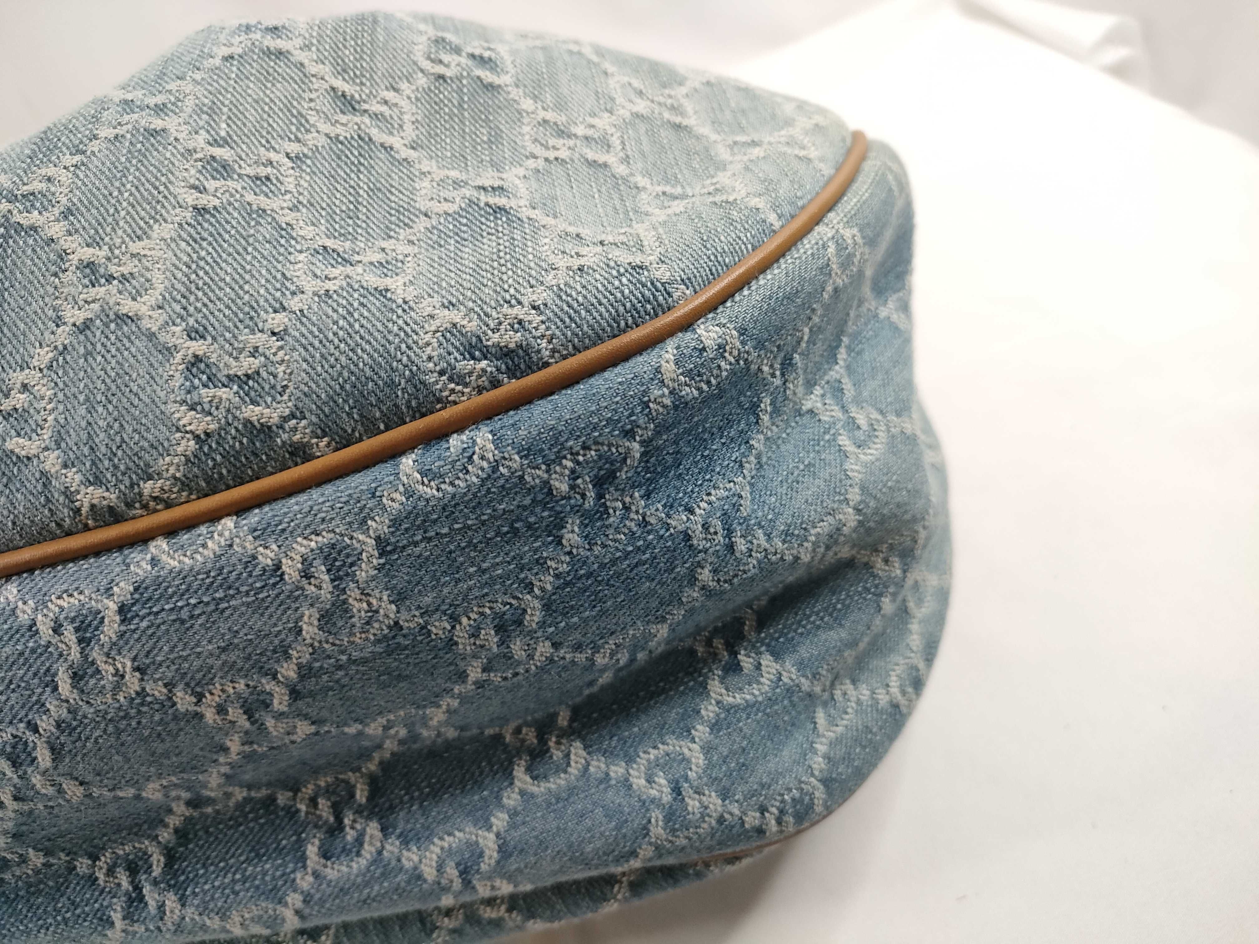 Sukey Light Blue Plaid Canvas Large Shoulder Bag — view 5