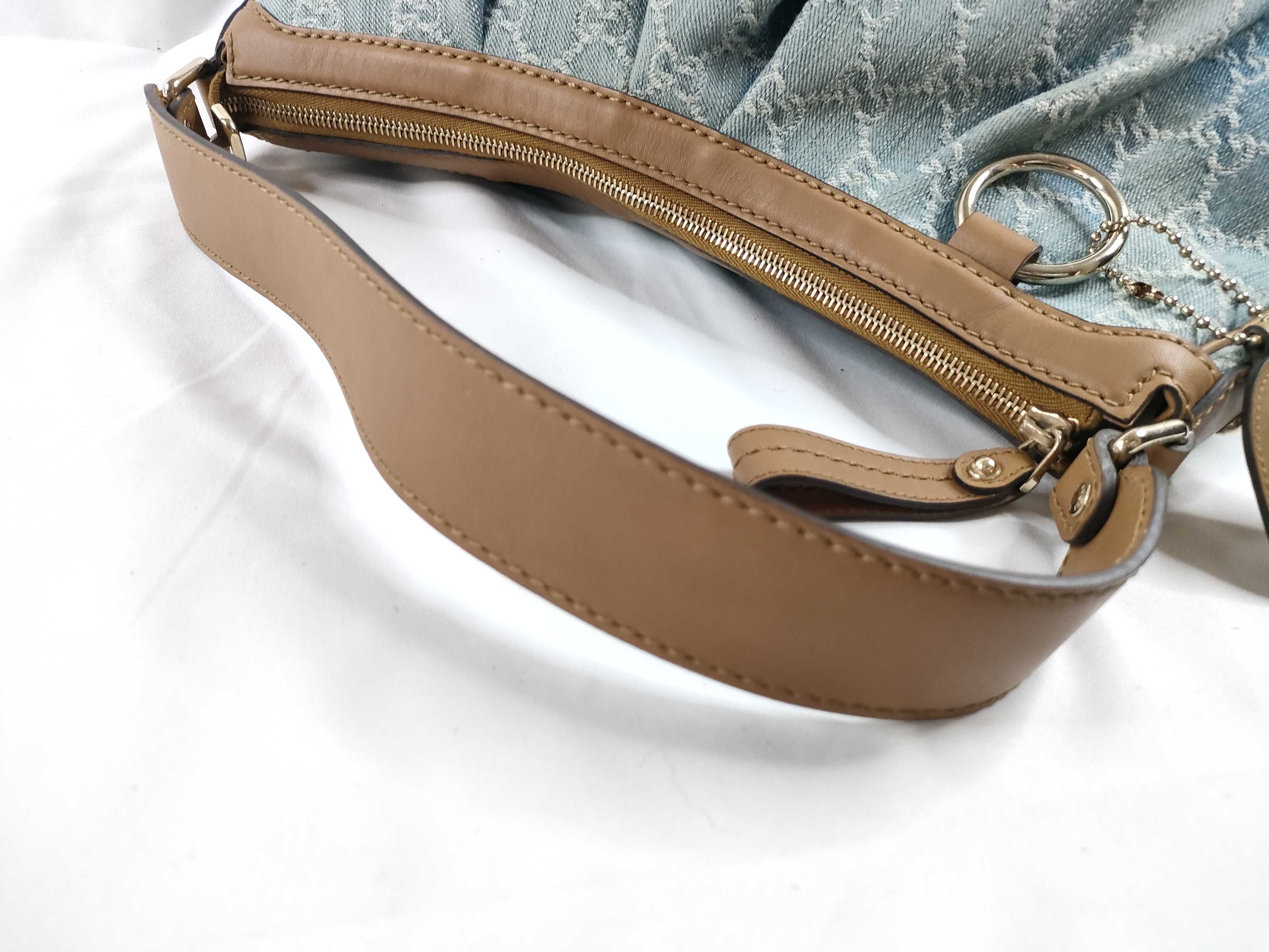 Sukey Light Blue Plaid Canvas Large Shoulder Bag — view 6
