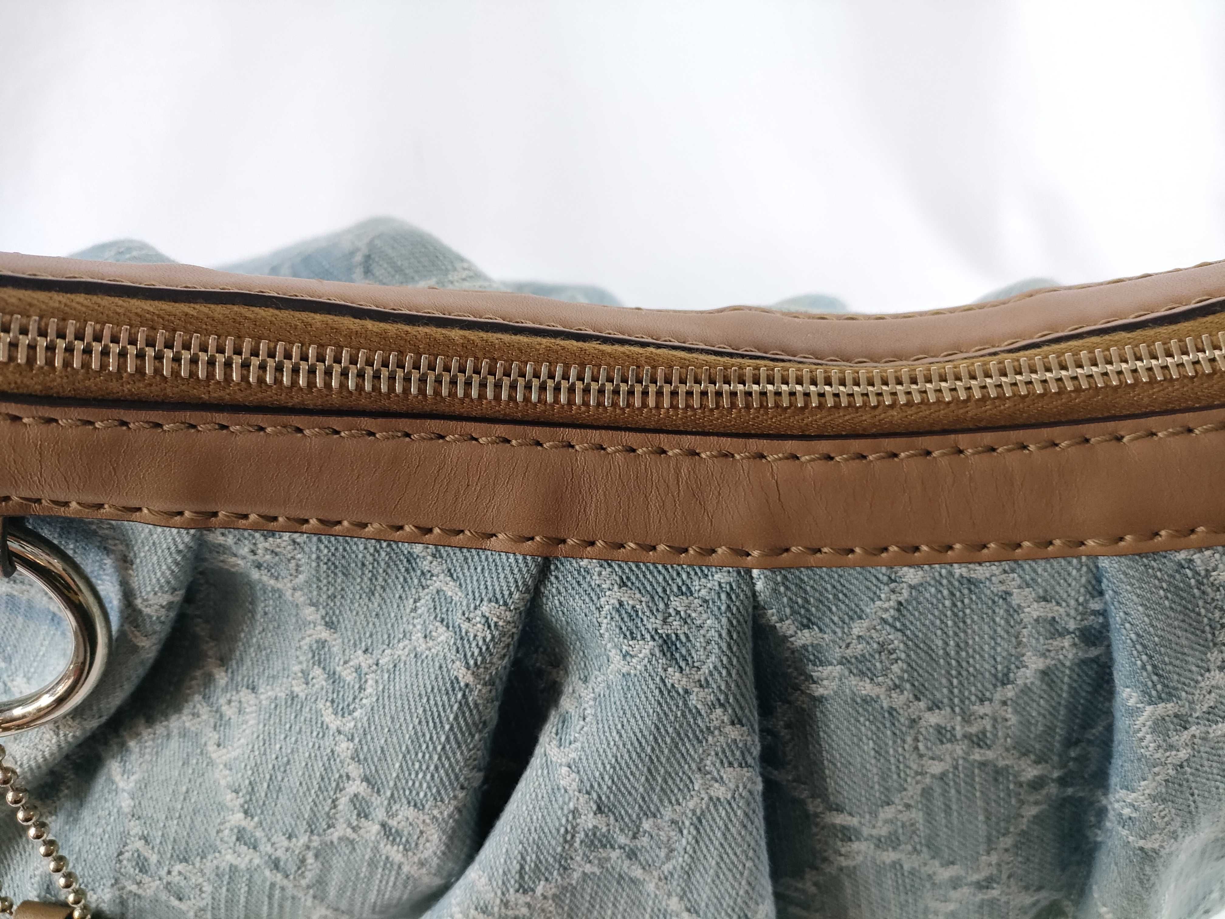 Sukey Light Blue Plaid Canvas Large Shoulder Bag — view 9