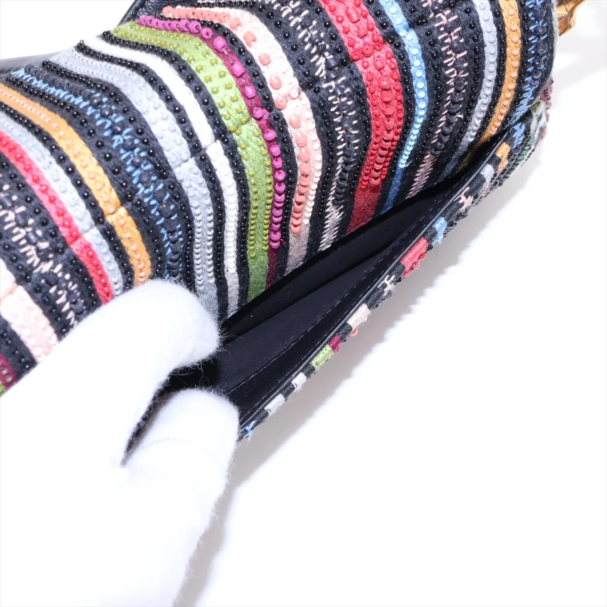 Saddle Beaded 2-Way Shoulder Bag, Multicolor, Detachable Embellishments — view 8