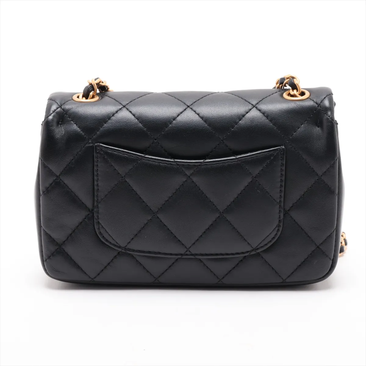 Matelassé Lambskin Single Flap Single Chain Bag, Heart Design, Black with Gold Hardware, GA73GCG5, Random Plate — view 2