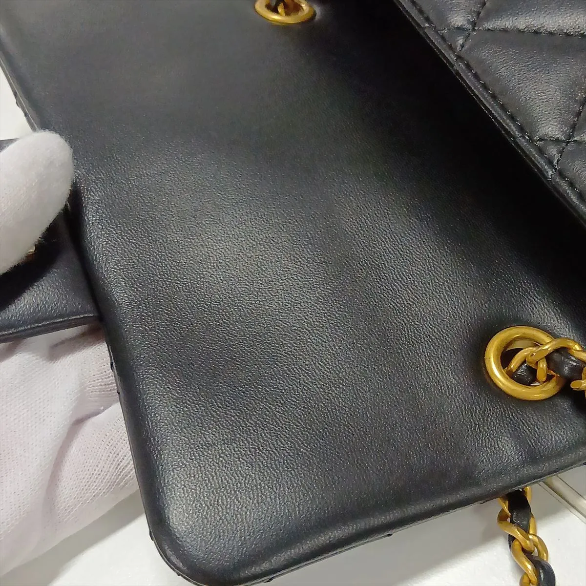 Matelassé Lambskin Single Flap Single Chain Bag, Heart Design, Black with Gold Hardware, GA73GCG5, Random Plate — view 11