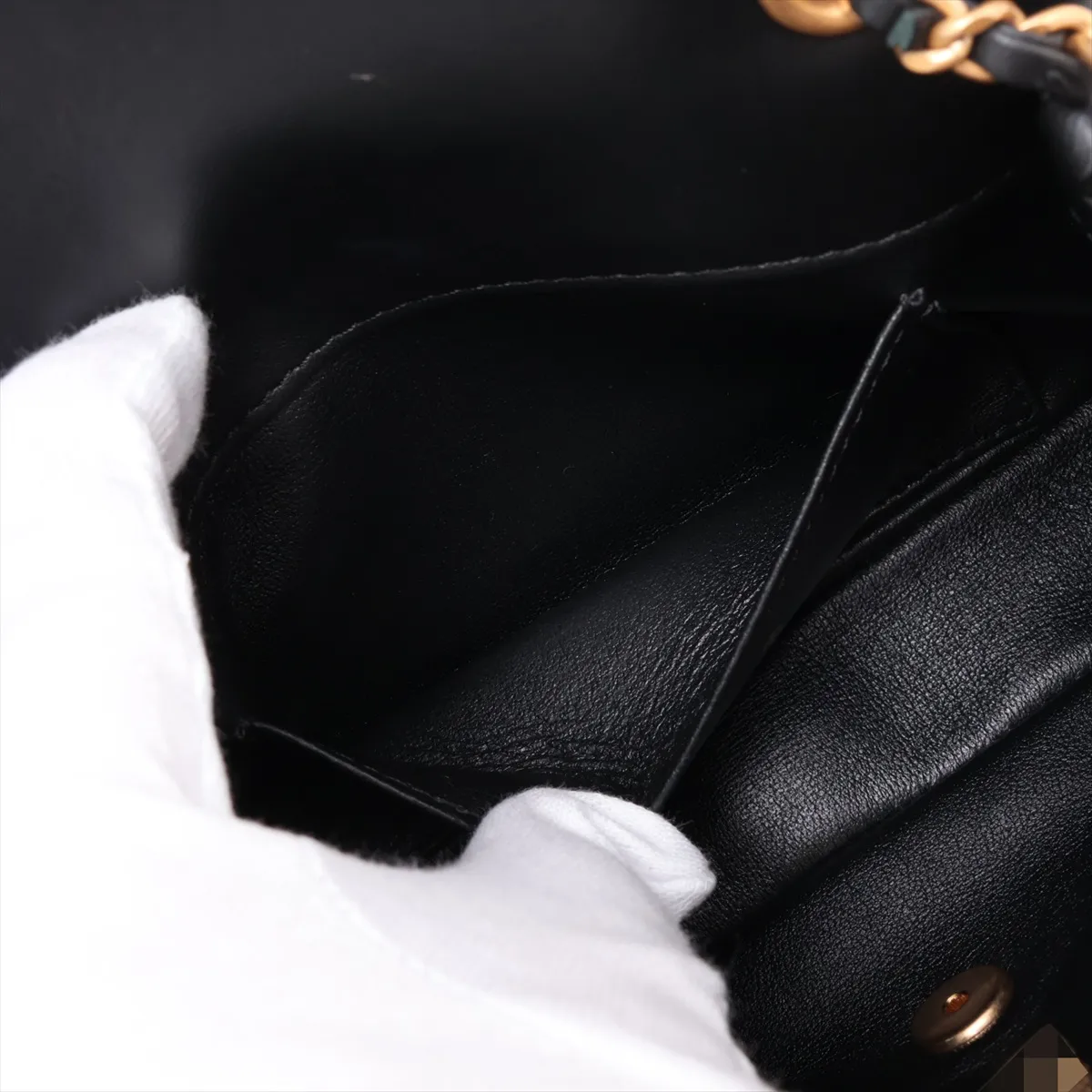 Matelassé Lambskin Single Flap Single Chain Bag, Heart Design, Black with Gold Hardware, GA73GCG5, Random Plate — view 7
