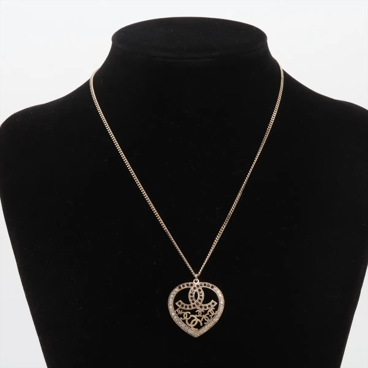 Coco Mark Heart 09C Necklace GP x Rhinestone Gold — view 5